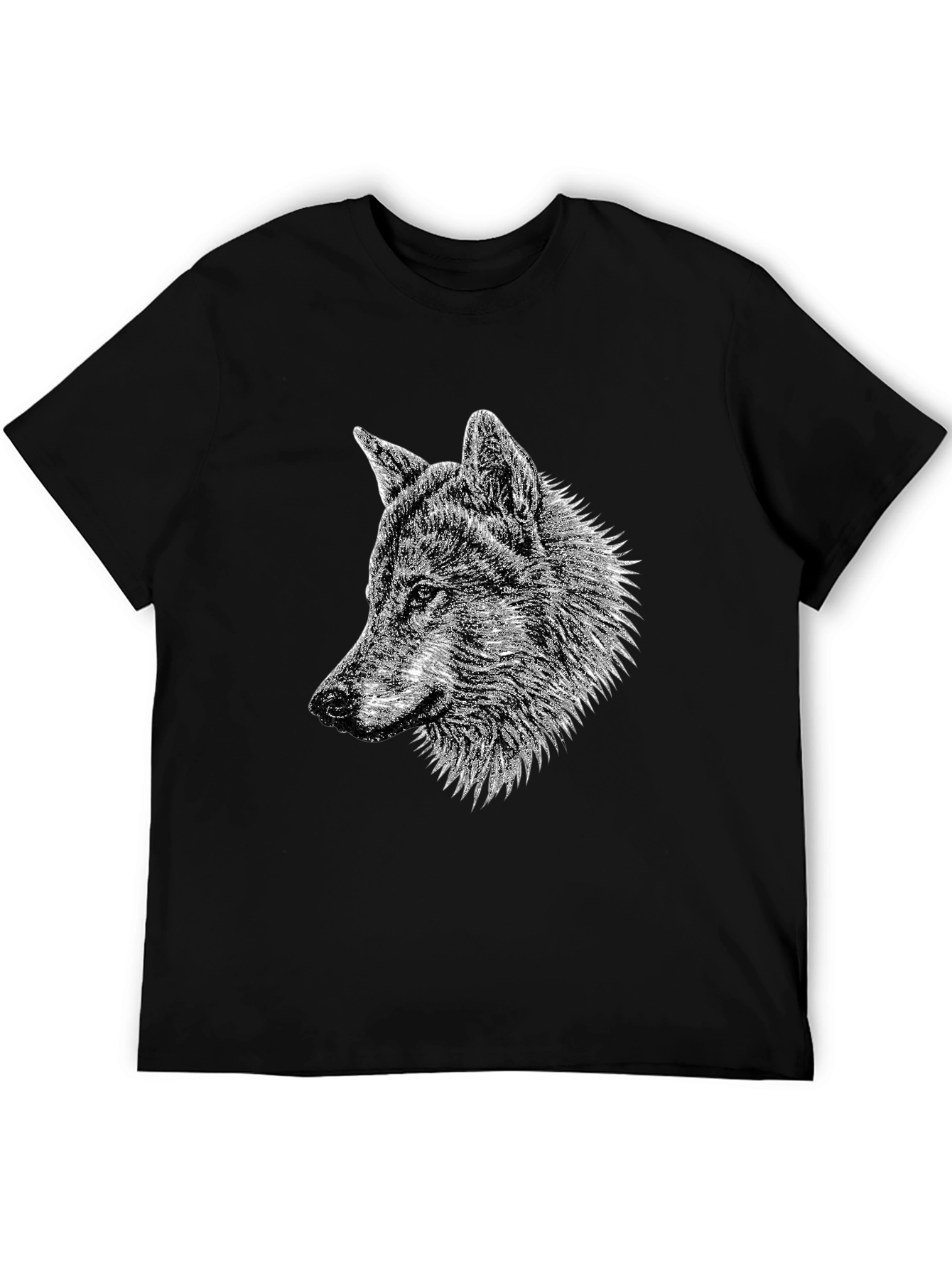 Wolf Graphic Tee - Black Cotton T-Shirt
