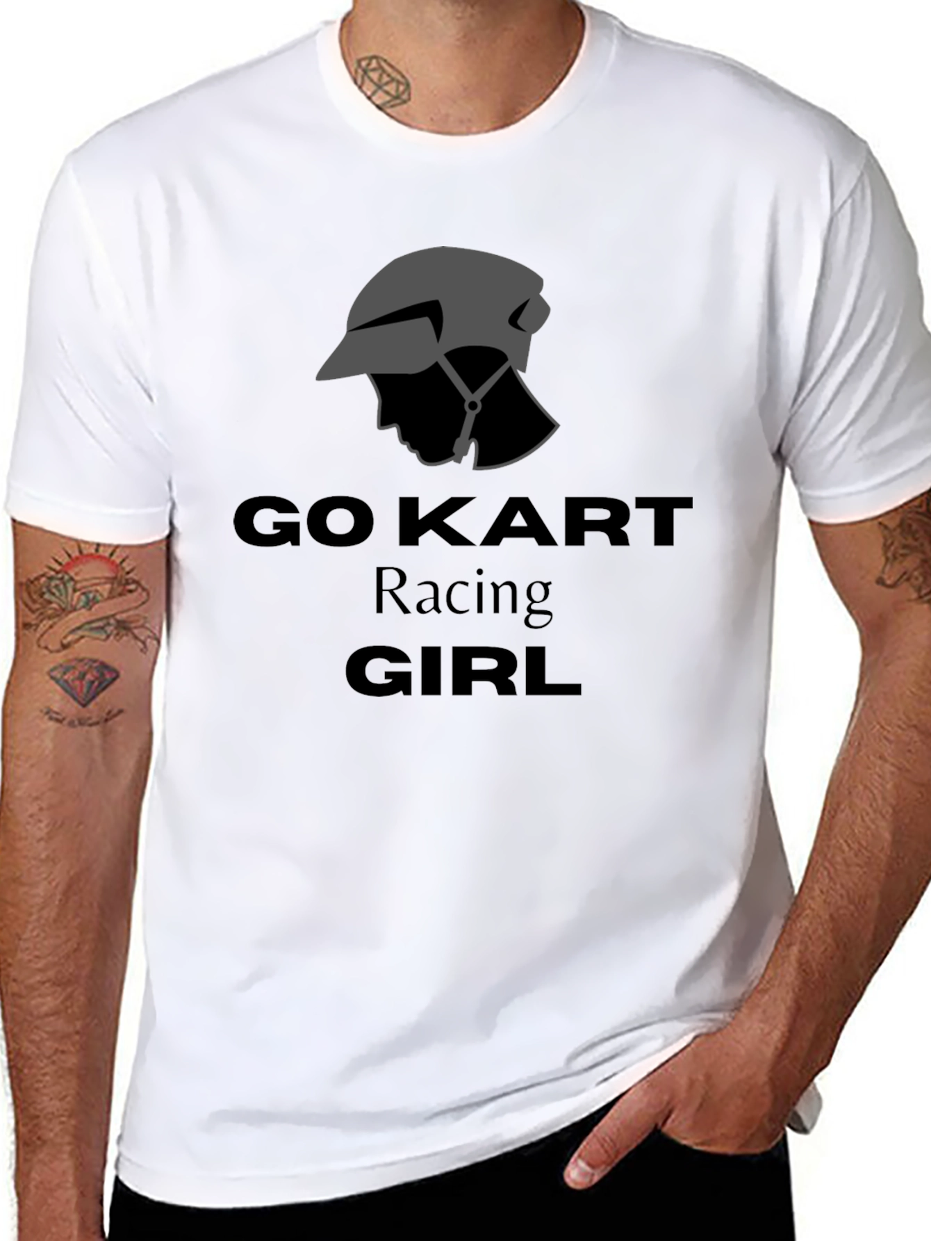 Go Kart Racing Girl T-Shirt - Black Cotton Tee