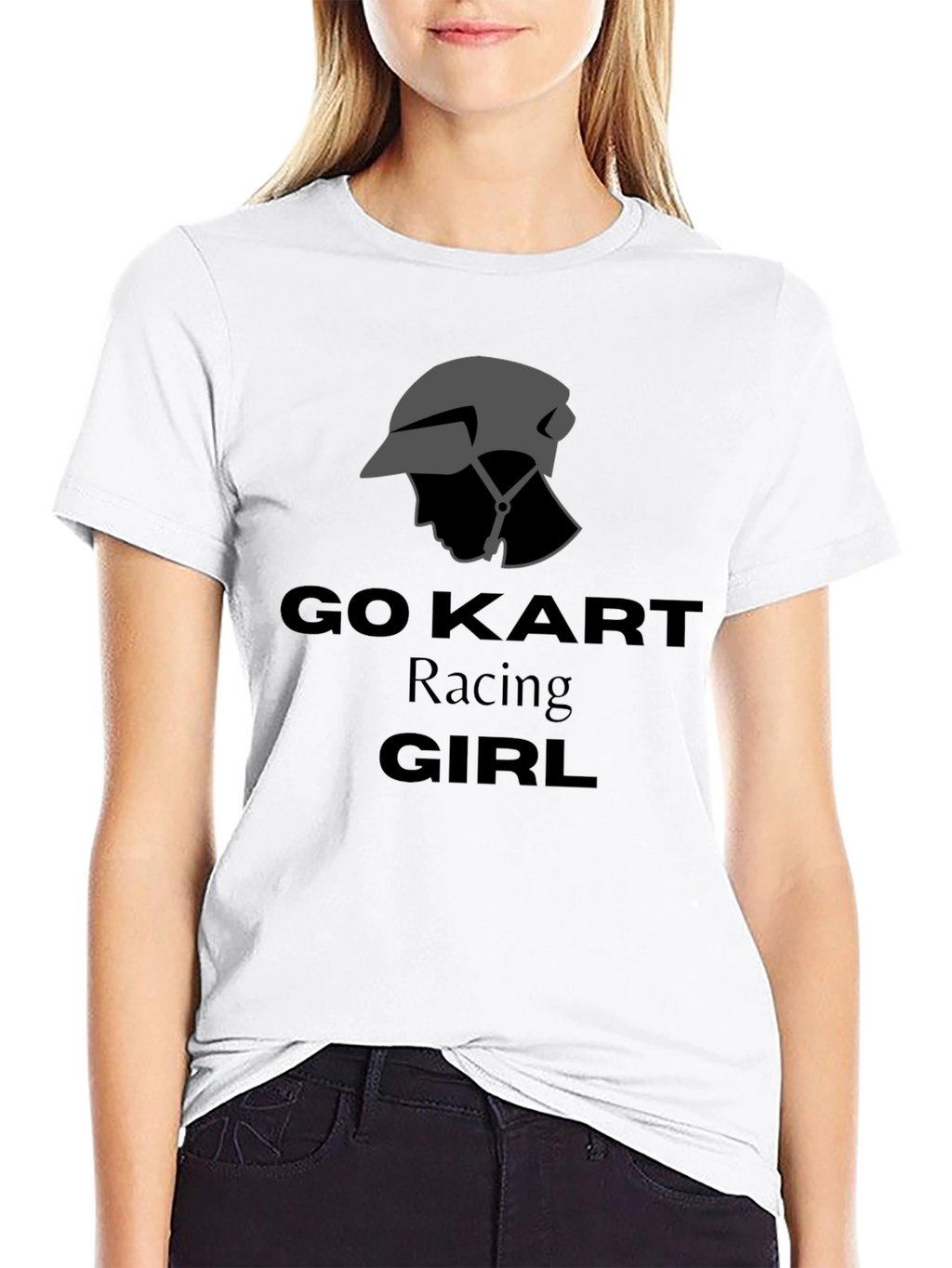 Go Kart Racing Girl T-Shirt - Black Cotton Tee