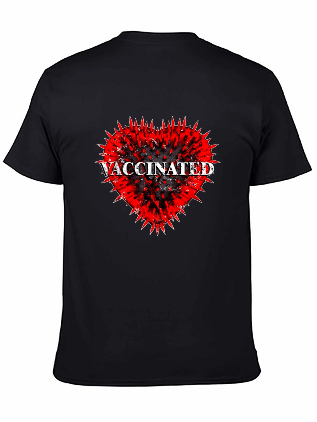 Vaccinated Heart Graphic Tee - Black Cotton T-Shirt