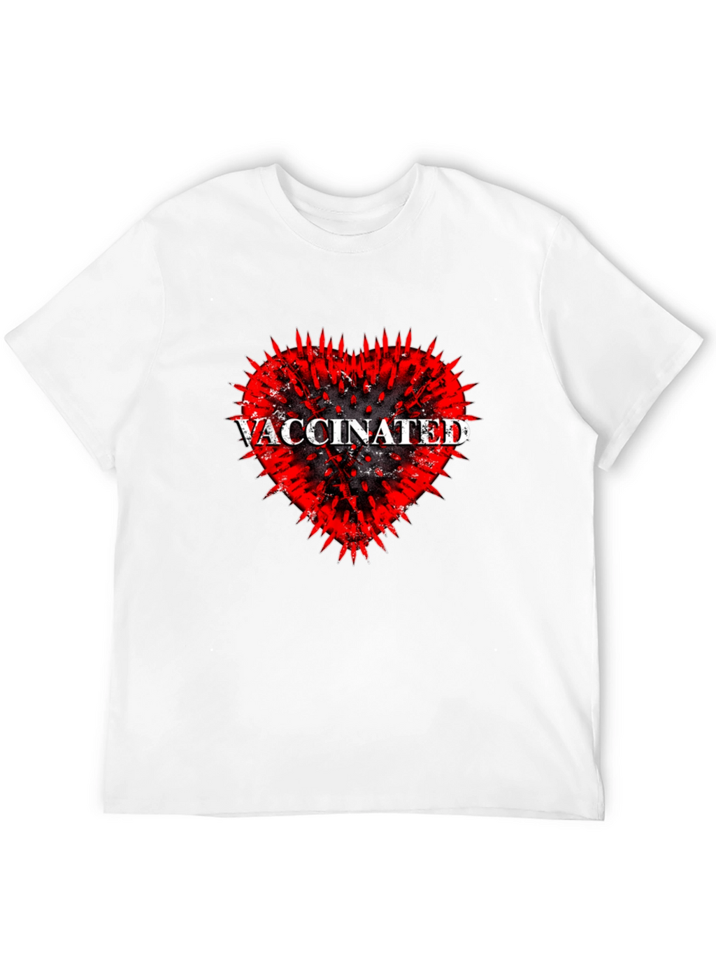 Vaccinated Heart Graphic Tee - Black Cotton T-Shirt