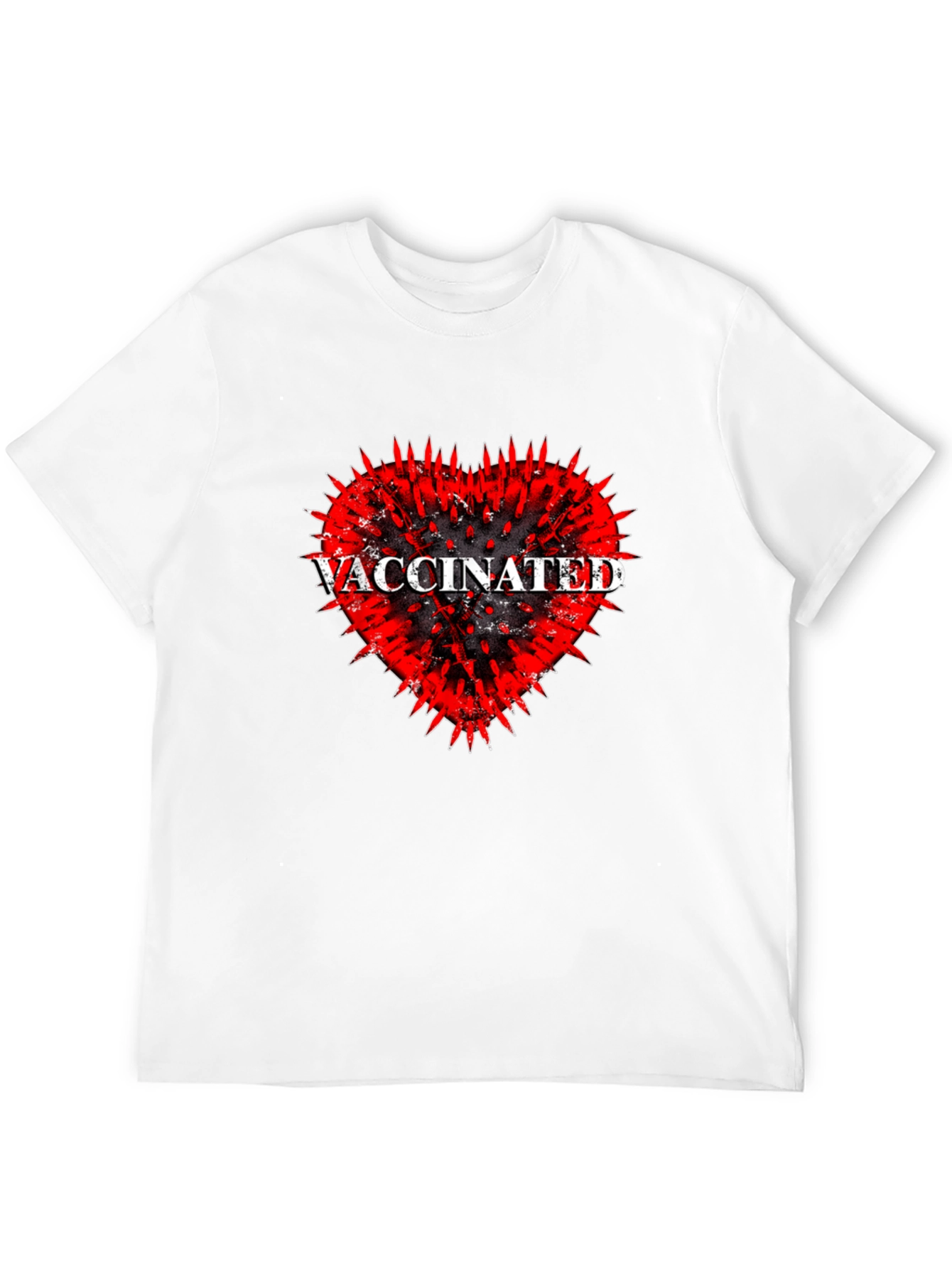 Vaccinated Heart Graphic Tee - Black Cotton T-Shirt