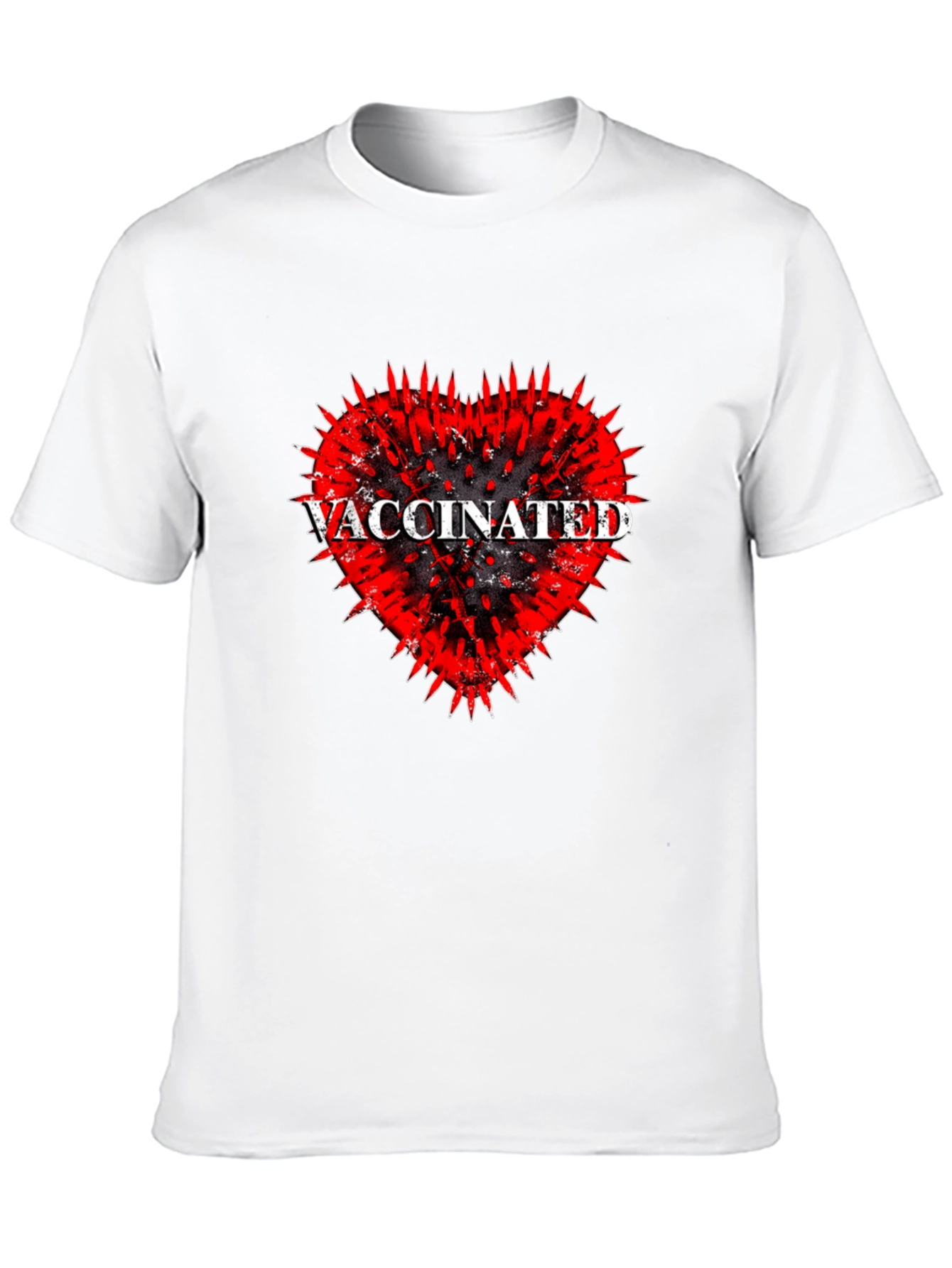 Vaccinated Heart Graphic Tee - Black Cotton T-Shirt