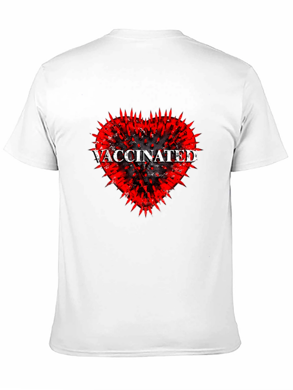 Vaccinated Heart Graphic Tee - Black Cotton T-Shirt