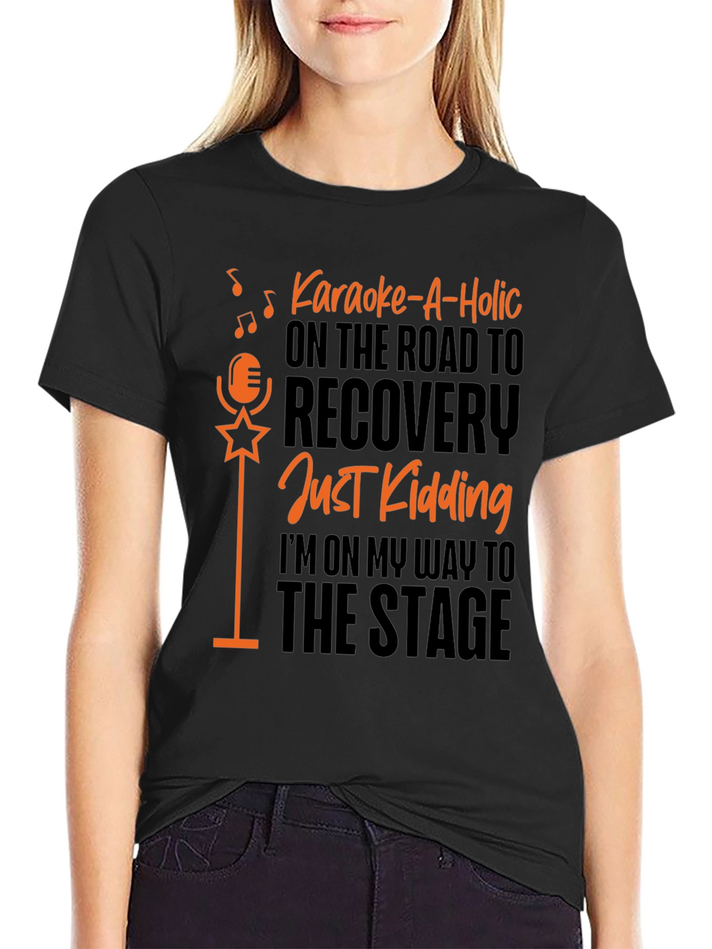 Karaoke-A-Holic Black Graphic T-Shirt