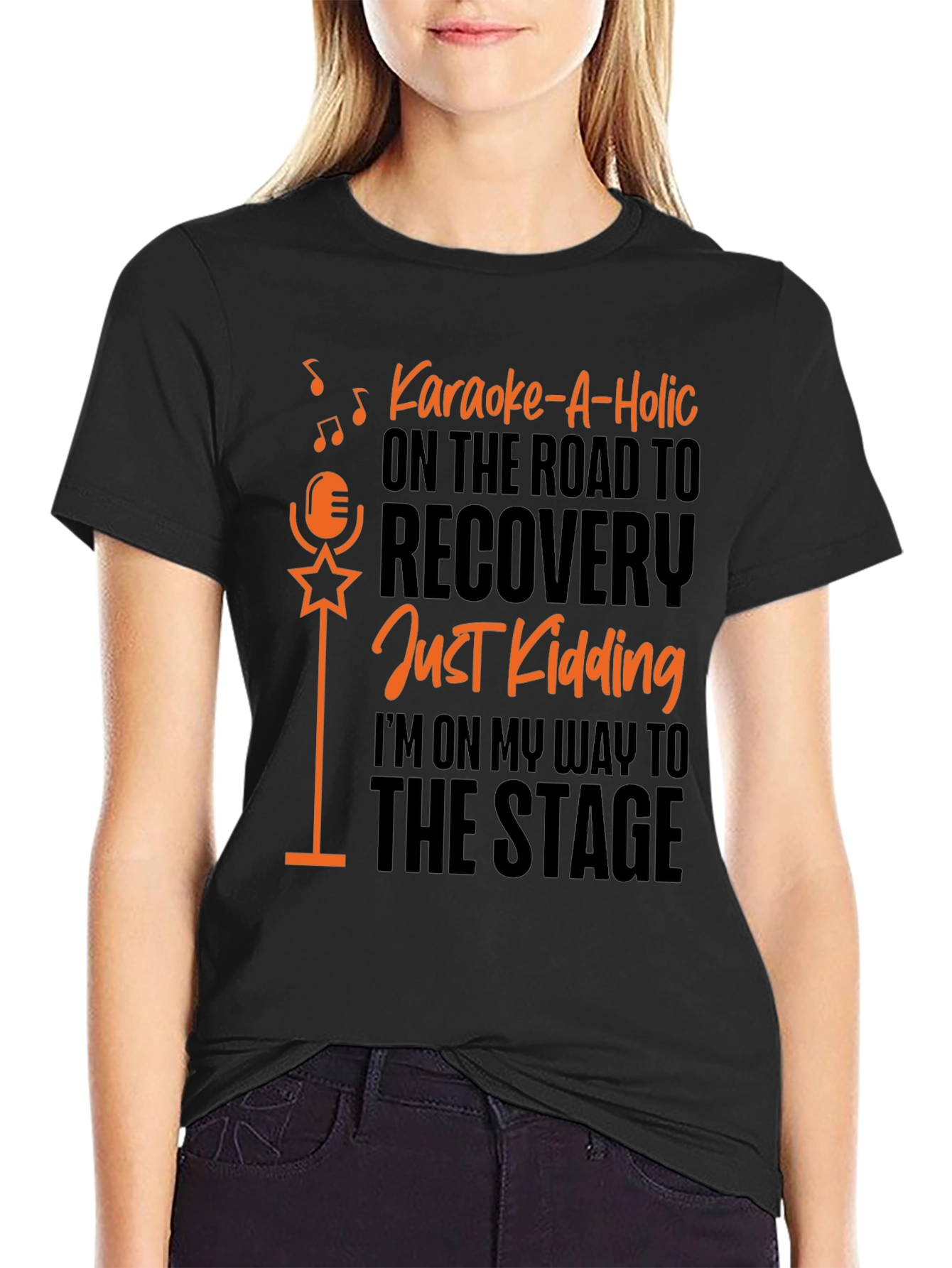 Karaoke-A-Holic Black Graphic T-Shirt