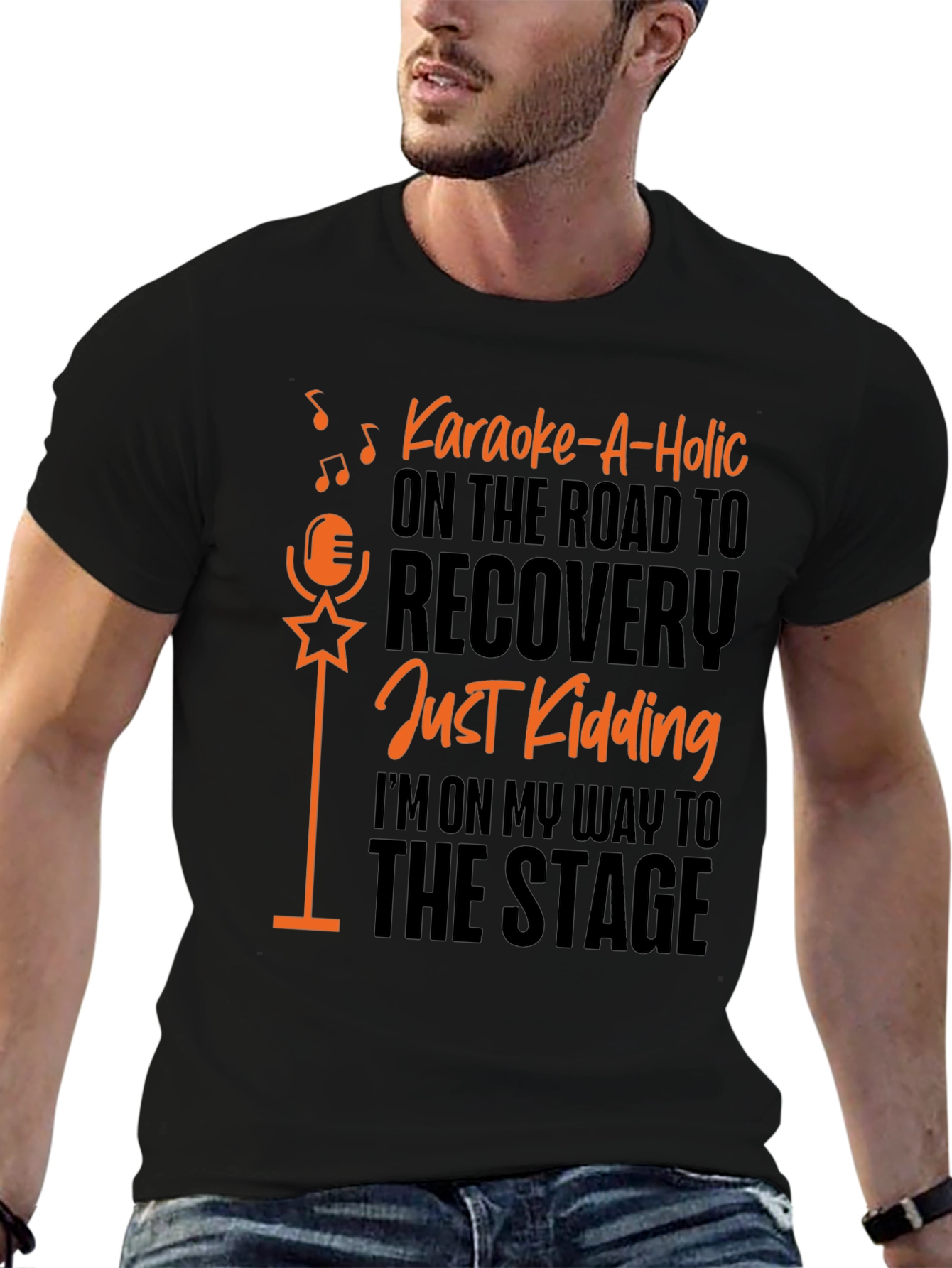 Karaoke-A-Holic Black Graphic T-Shirt