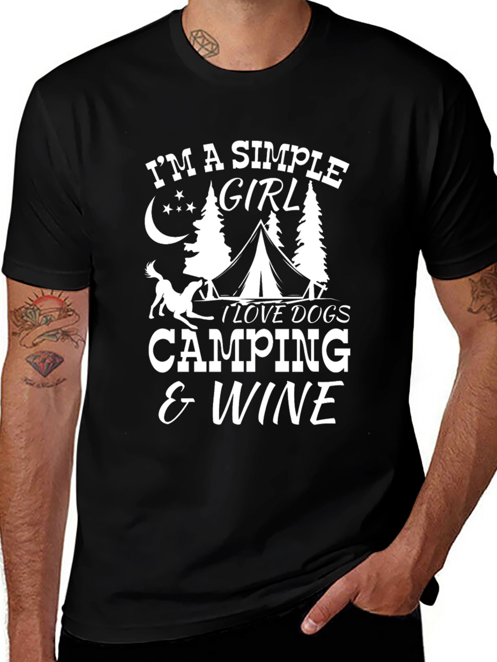 Simple Girl Camping & Wine Graphic T-Shirt