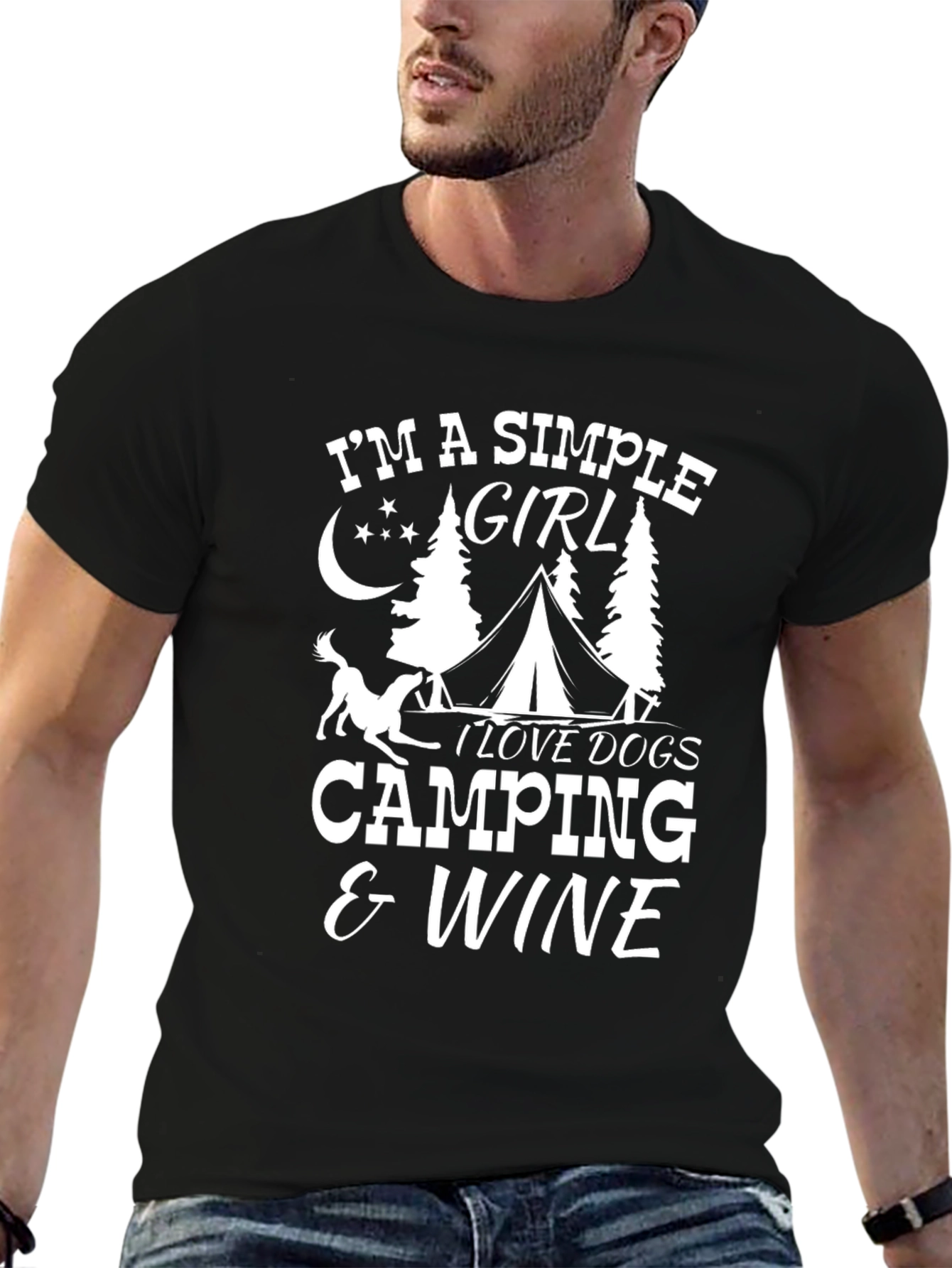 Simple Girl Camping & Wine Graphic T-Shirt