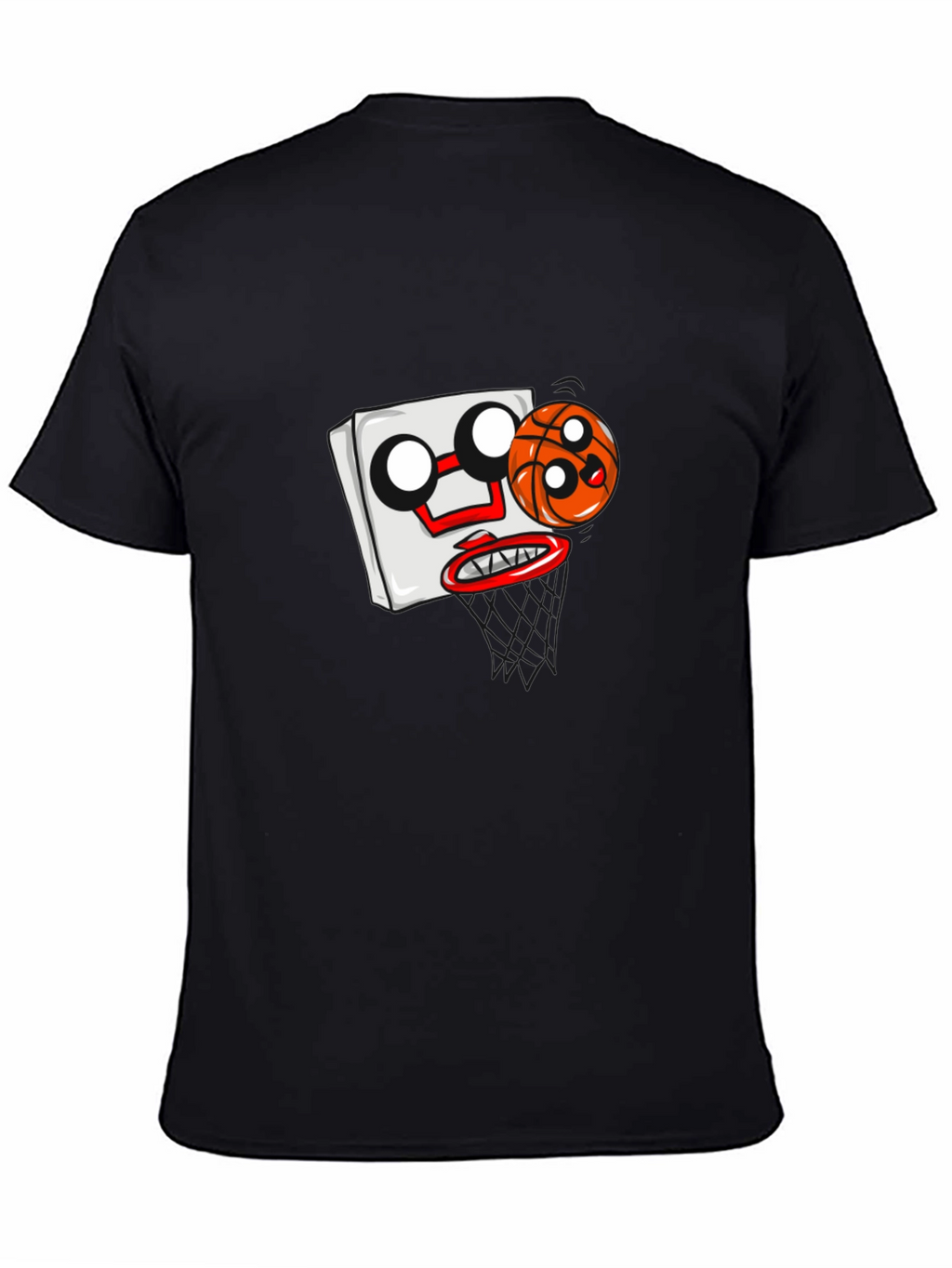 Cartoon Basketball Graphic Black T-Shirt