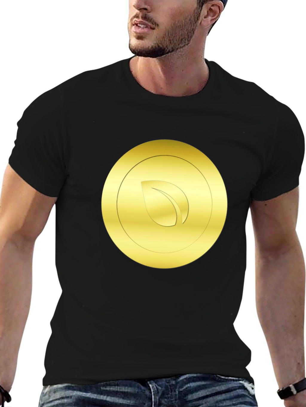 Gold Leaf Emblem Black T-Shirt