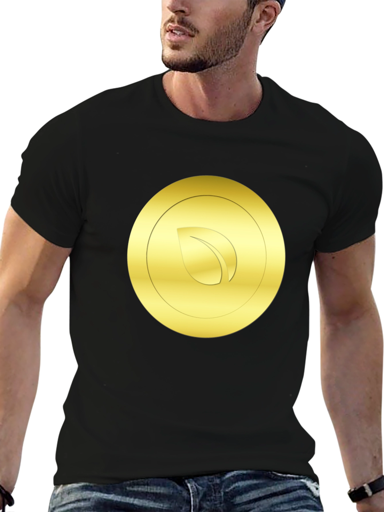 Gold Leaf Emblem Black T-Shirt