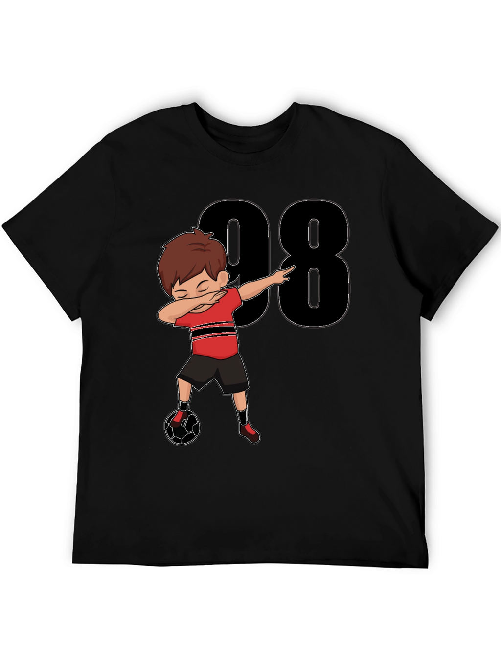 Dabbing Soccer Boy T-Shirt - Black Jersey Number 98