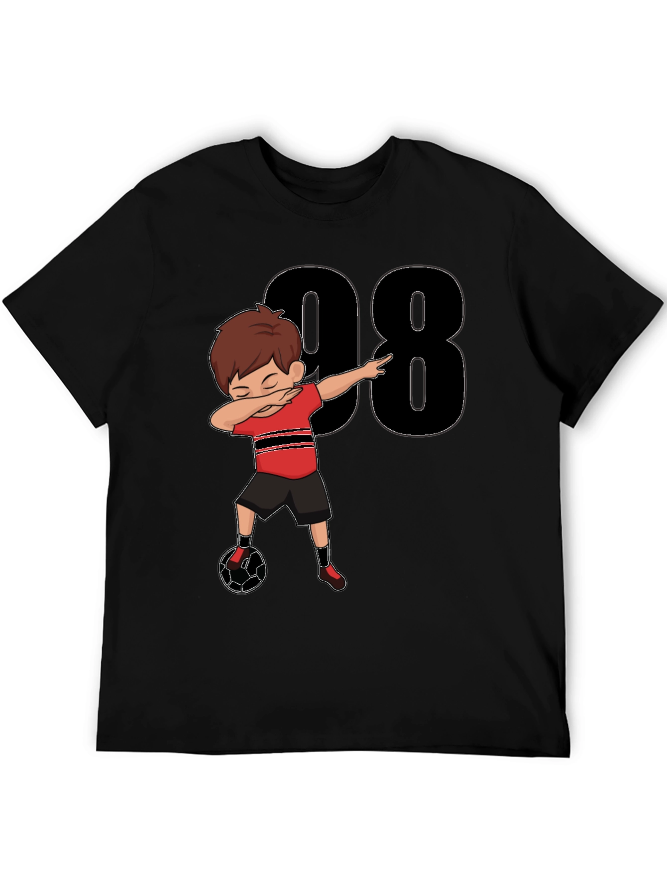 Dabbing Soccer Boy T-Shirt - Black Jersey Number 98