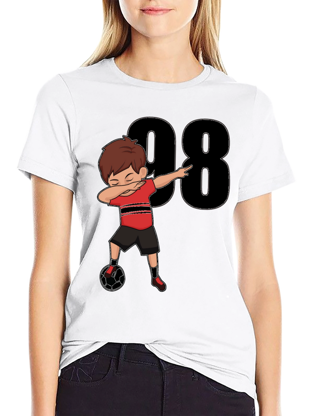 Dabbing Soccer Boy T-Shirt - Black Jersey Number 98