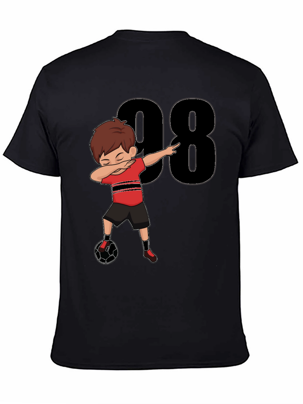 Dabbing Soccer Boy T-Shirt - Black Jersey Number 98