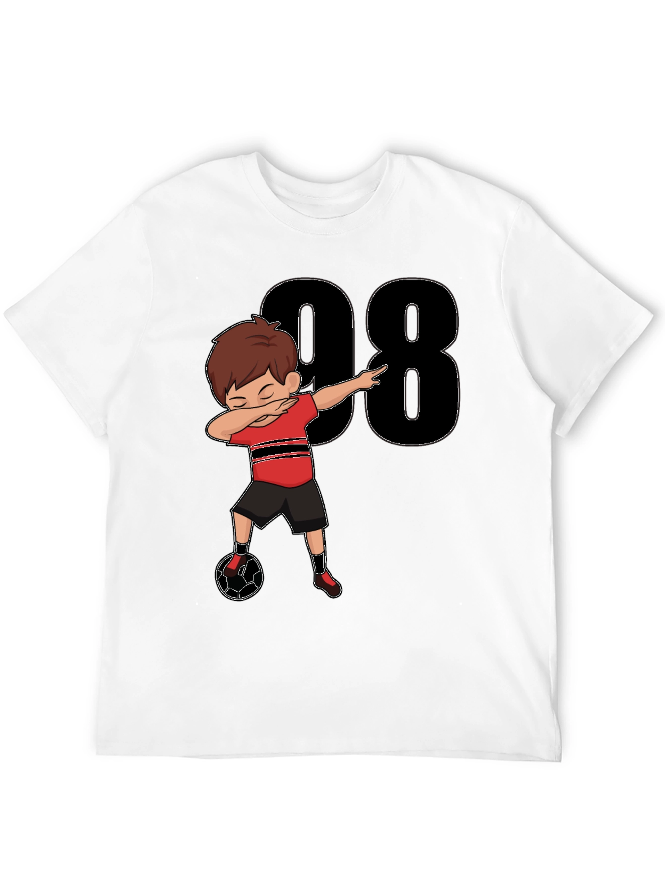 Dabbing Soccer Boy T-Shirt - Black Jersey Number 98