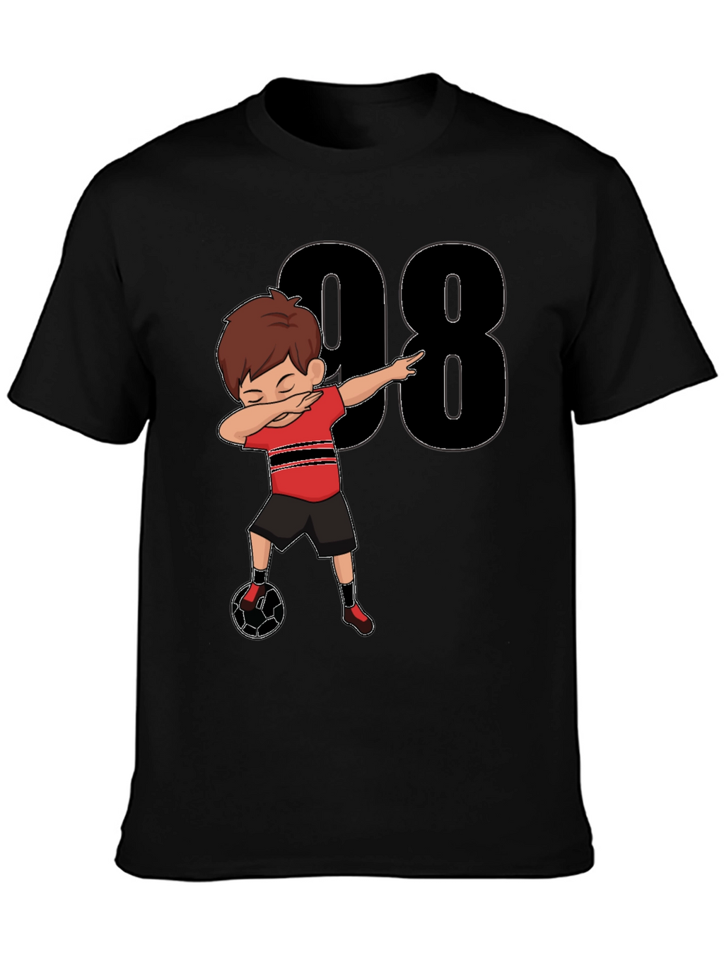 Dabbing Soccer Boy T-Shirt - Black Jersey Number 98
