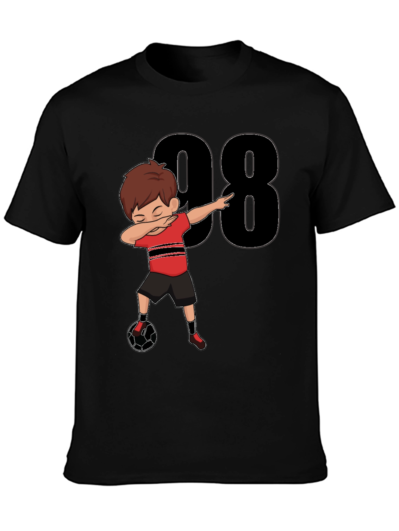 Dabbing Soccer Boy T-Shirt - Black Jersey Number 98