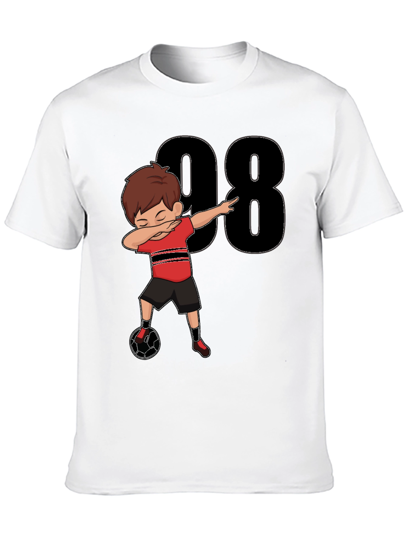 Dabbing Soccer Boy T-Shirt - Black Jersey Number 98