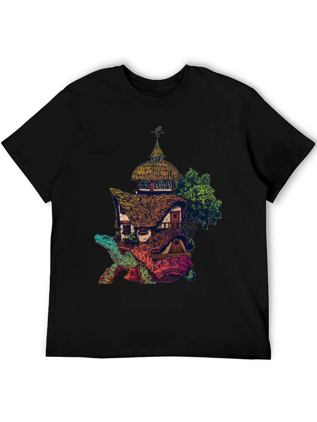Fantasy Turtle House Graphic Tee - Unique Design