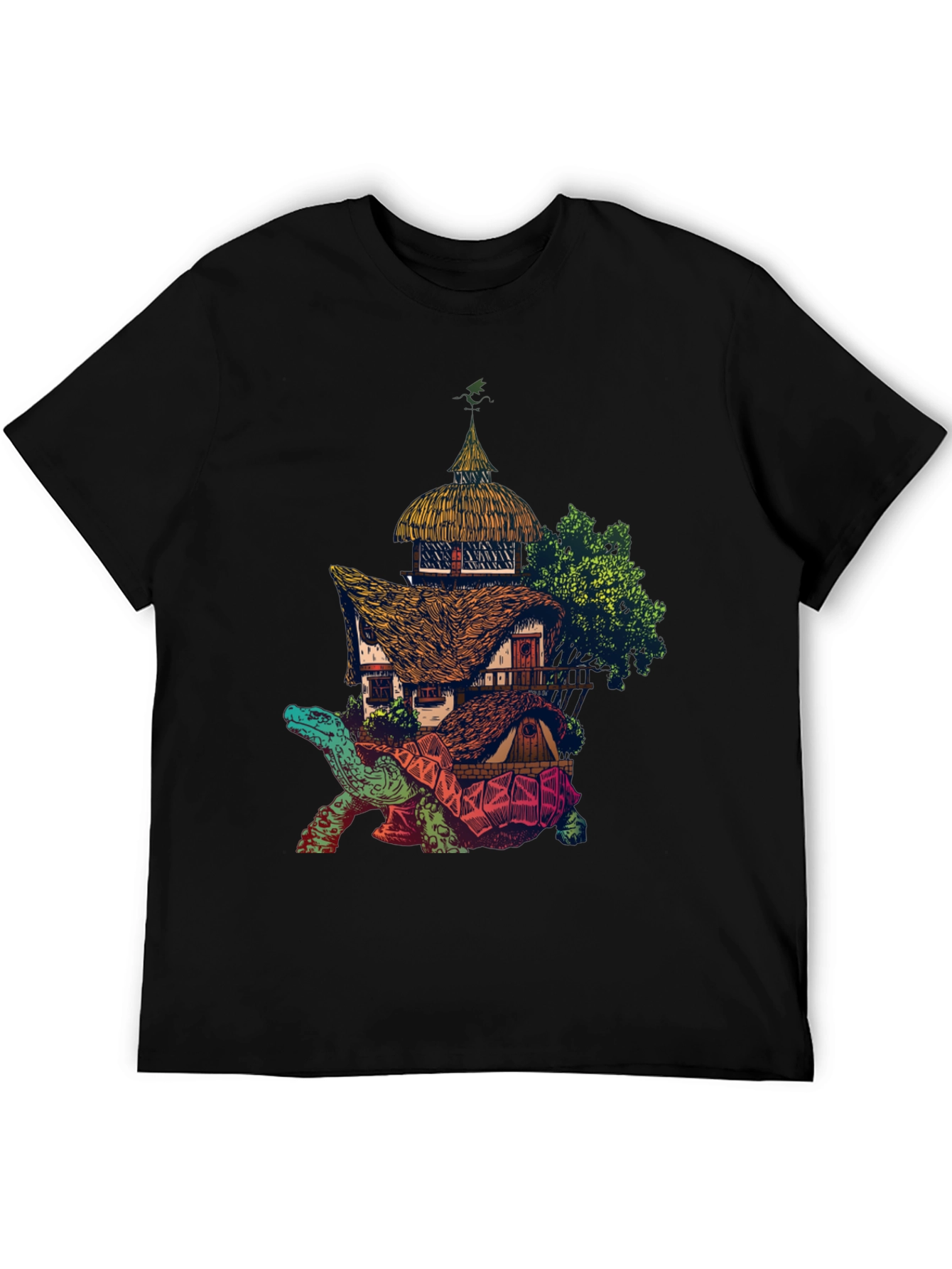 Fantasy Turtle House Graphic Tee - Unique Design