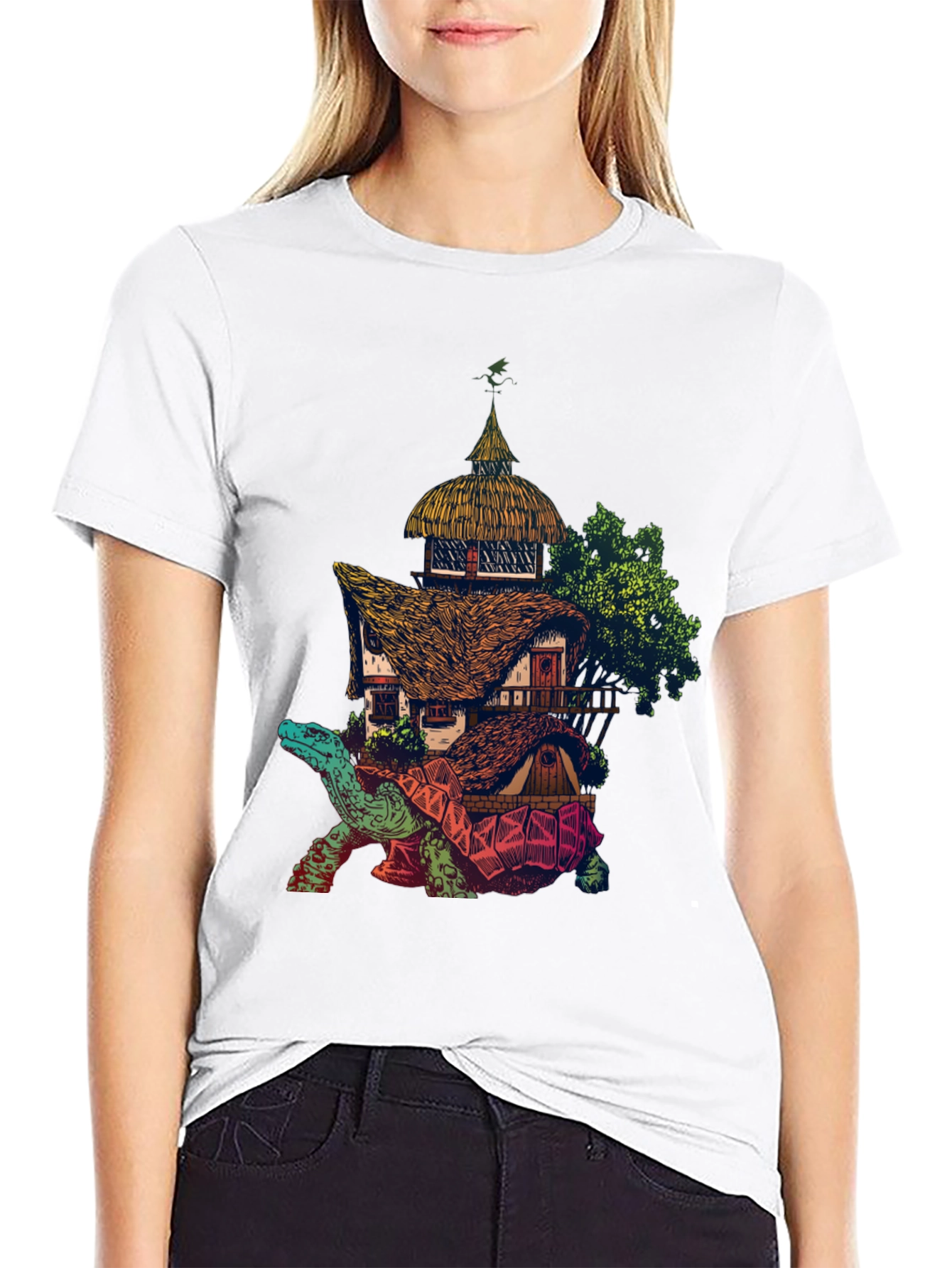 Fantasy Turtle House Graphic Tee - Unique Design