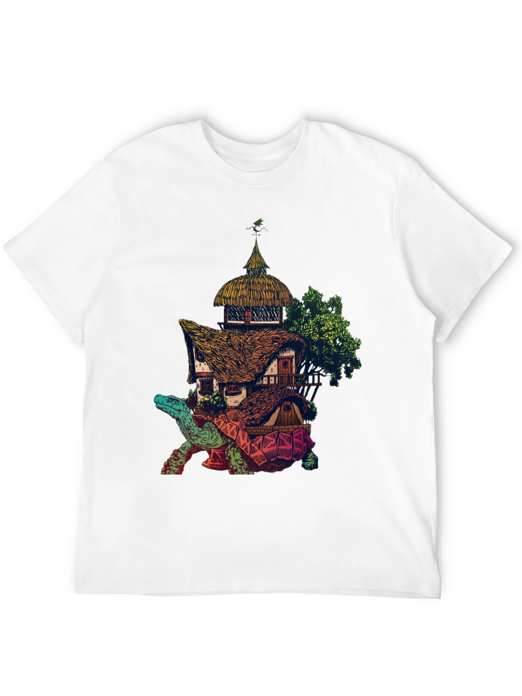 Fantasy Turtle House Graphic Tee - Unique Design