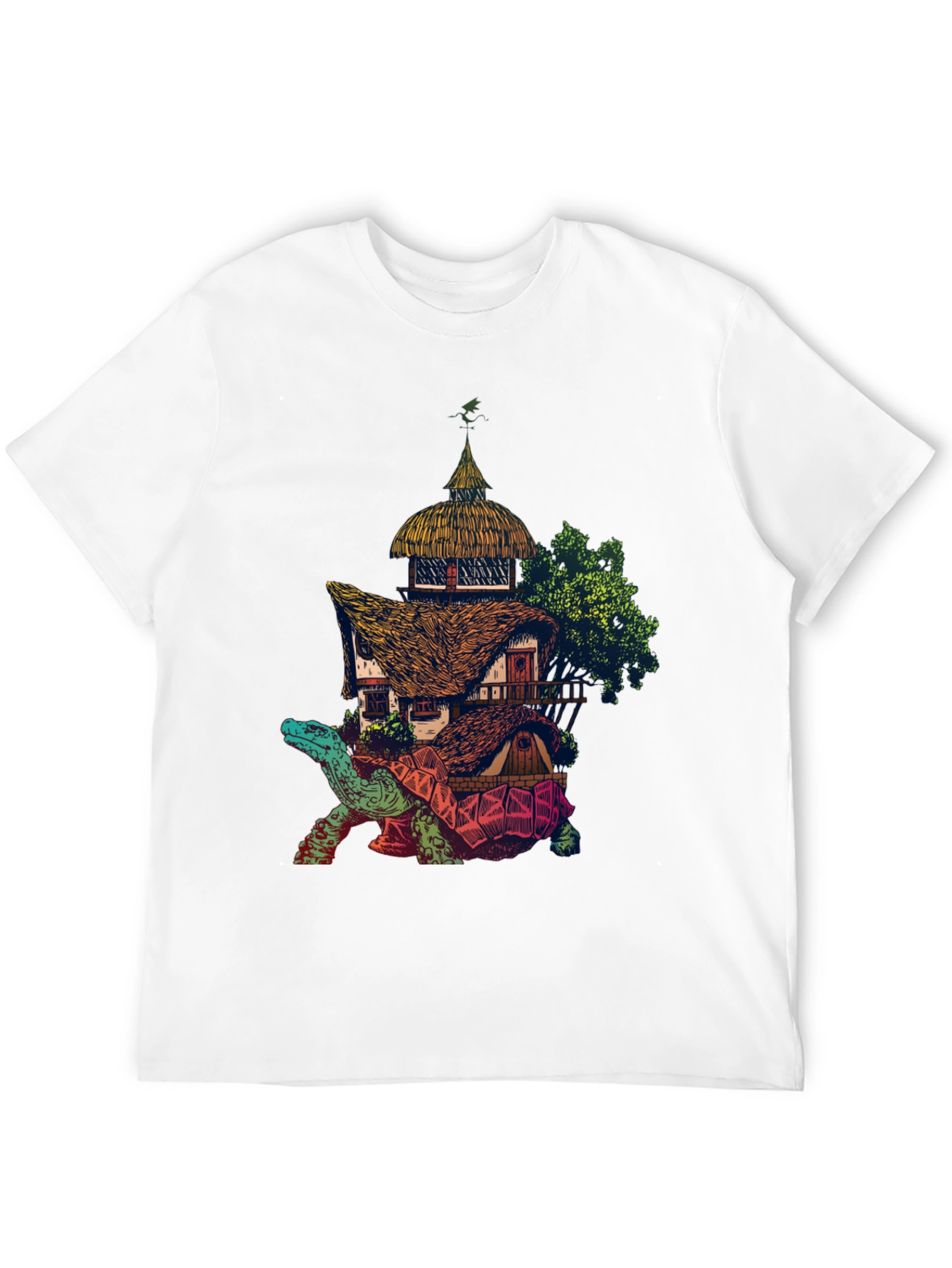 Fantasy Turtle House Graphic Tee - Unique Design