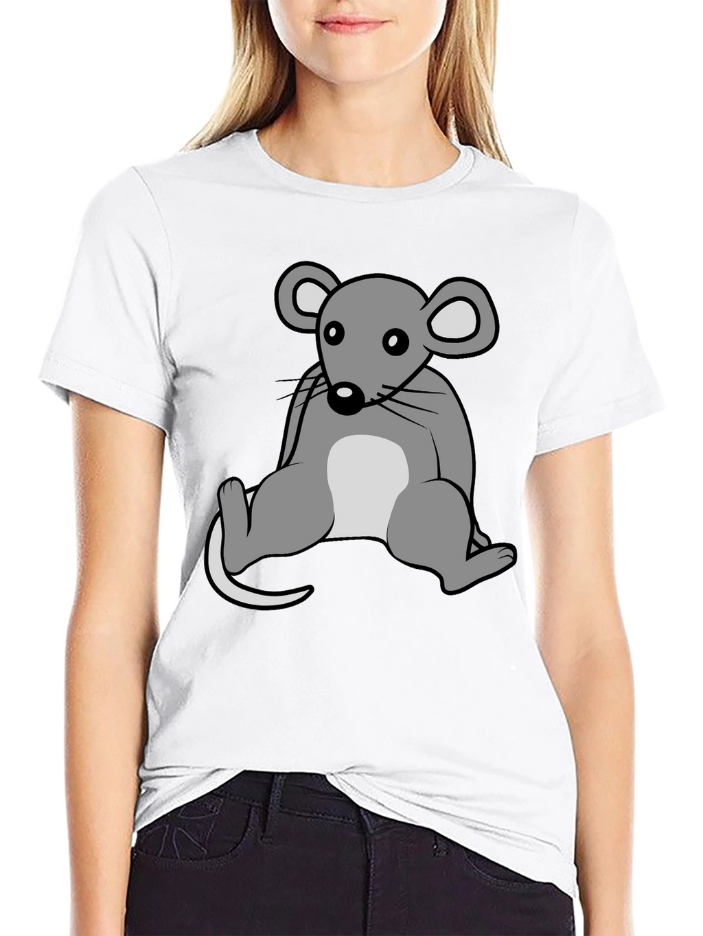 Cartoon Mouse Graphic T-Shirt - Unisex Crew Neck