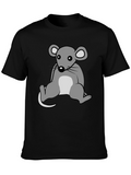 Cartoon Mouse Graphic T-Shirt - Unisex Crew Neck