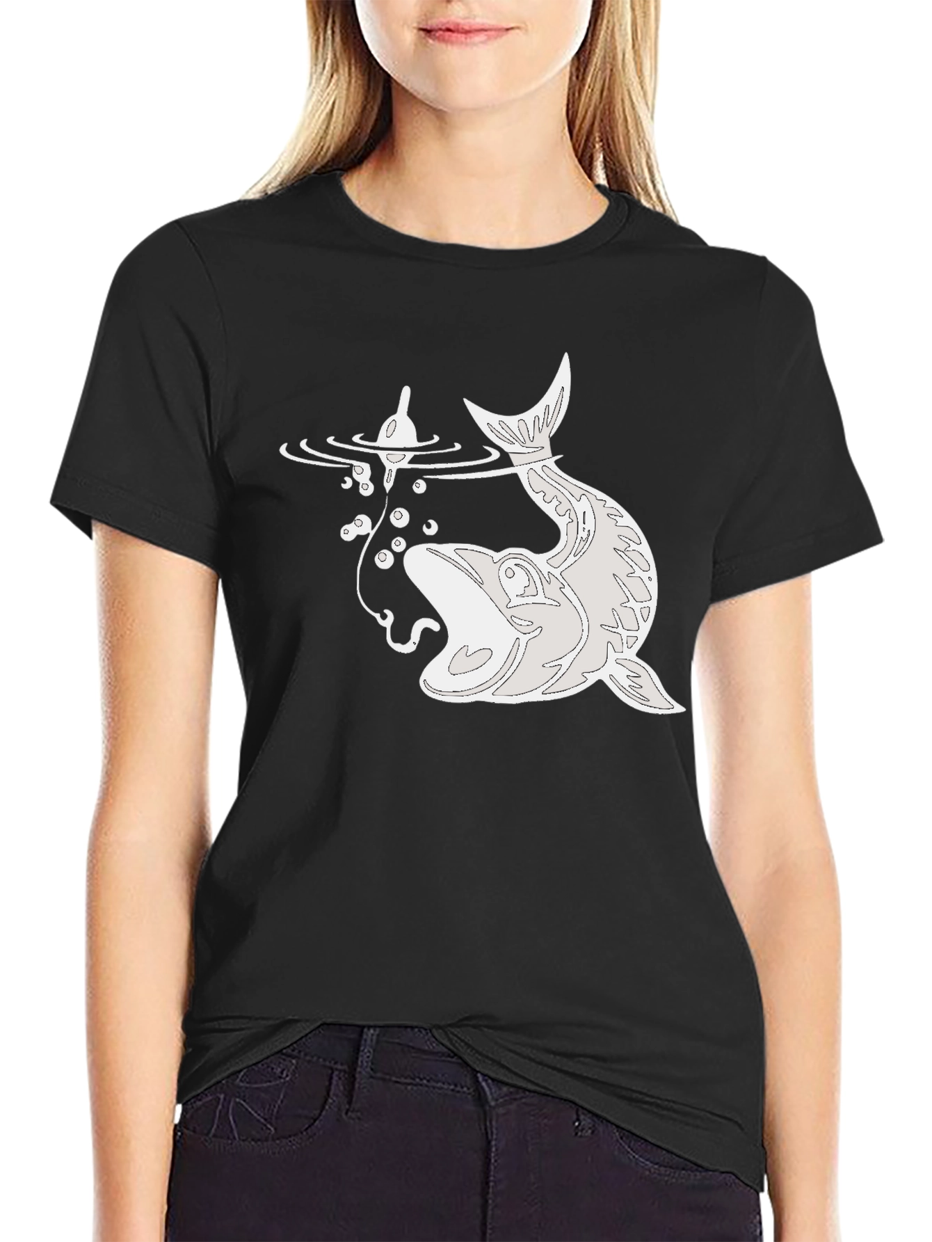 Fishing Lure Catch T-Shirt - Black Cotton