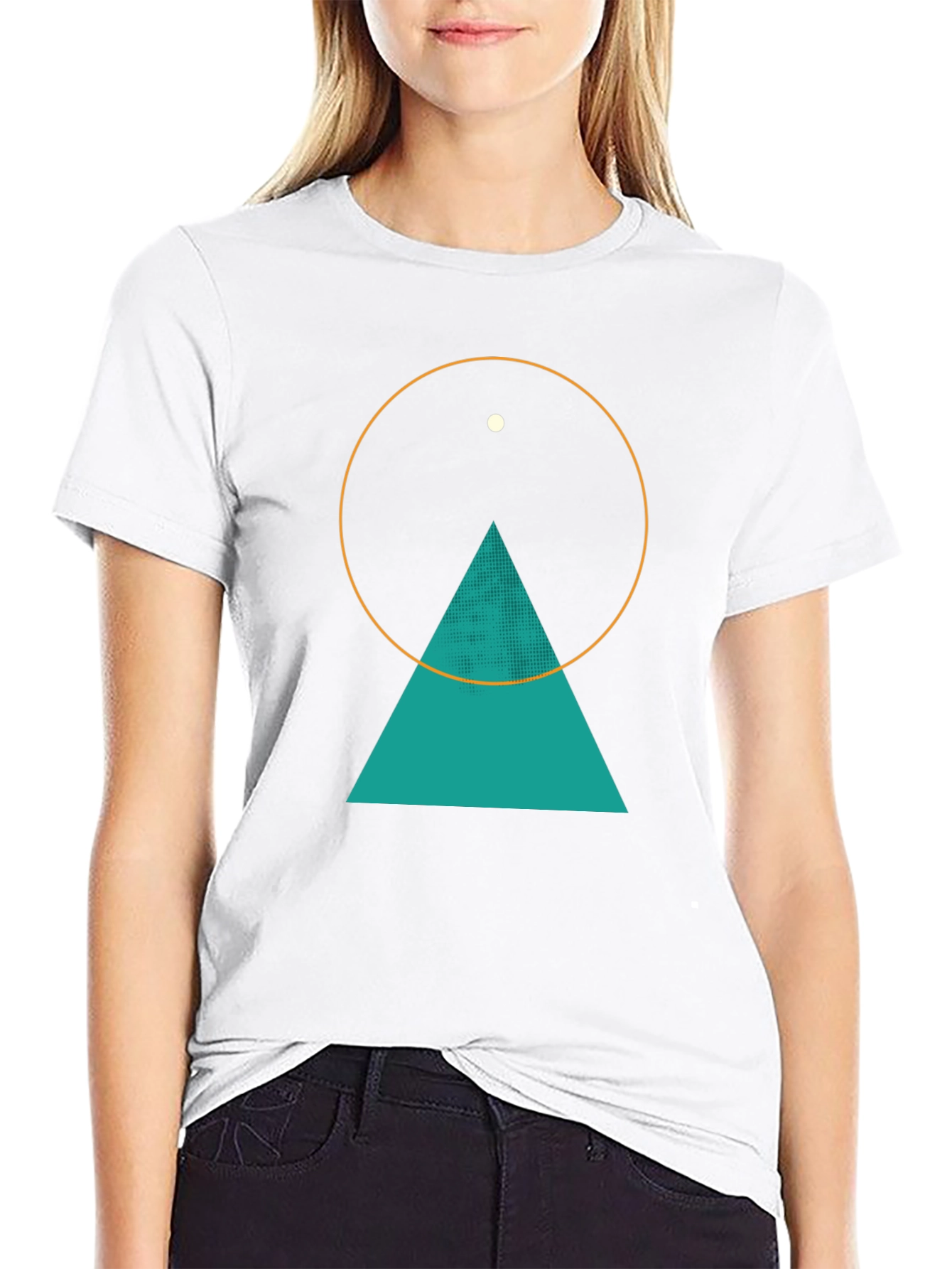 Geometric Graphic Tee - Circle Triangle & Dot Design