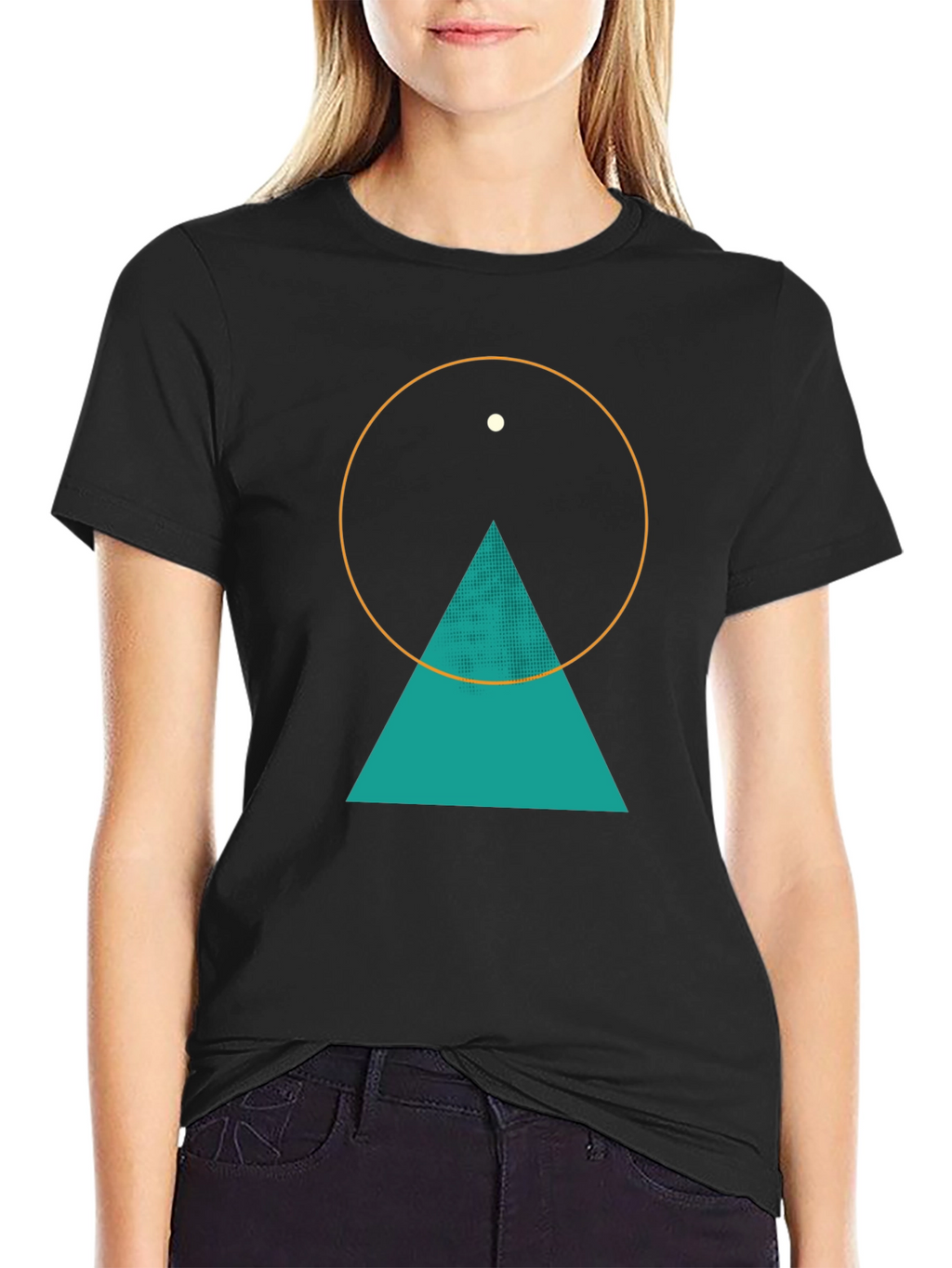 Geometric Graphic Tee - Circle Triangle & Dot Design