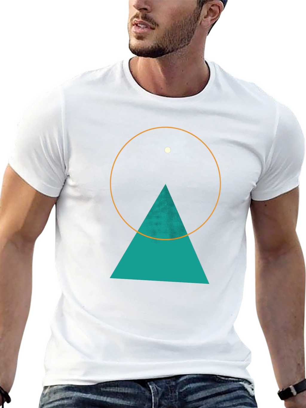 Geometric Graphic Tee - Circle Triangle & Dot Design
