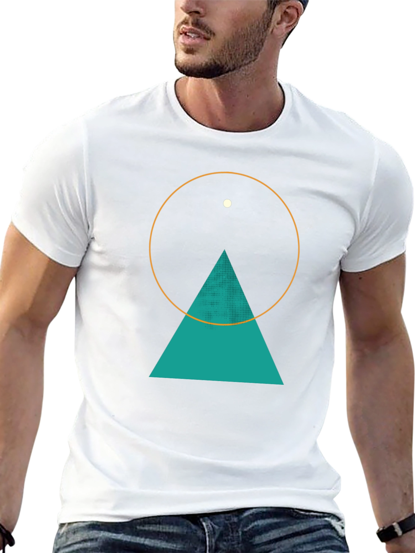 Geometric Graphic Tee - Circle Triangle & Dot Design