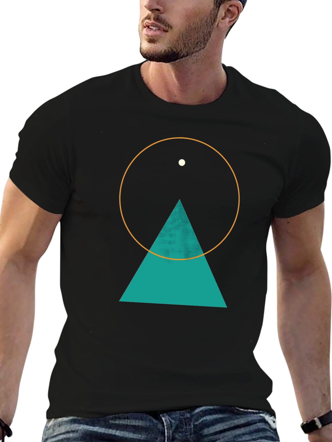 Geometric Graphic Tee - Circle Triangle & Dot Design