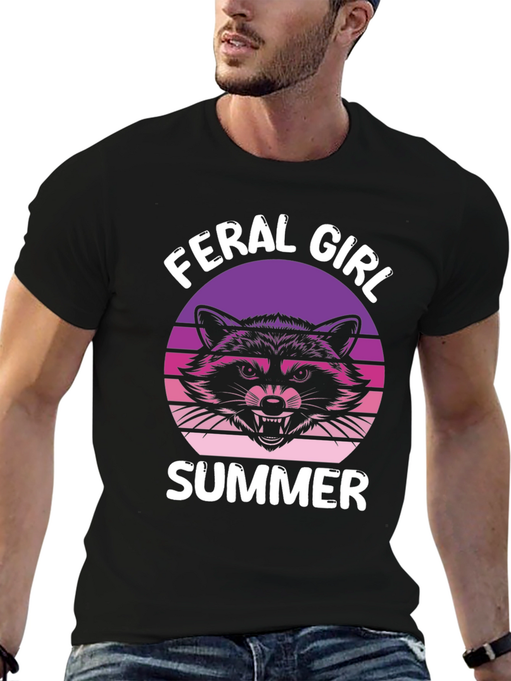 Feral Girl Summer T-Shirt - Raccoon Graphic Tee