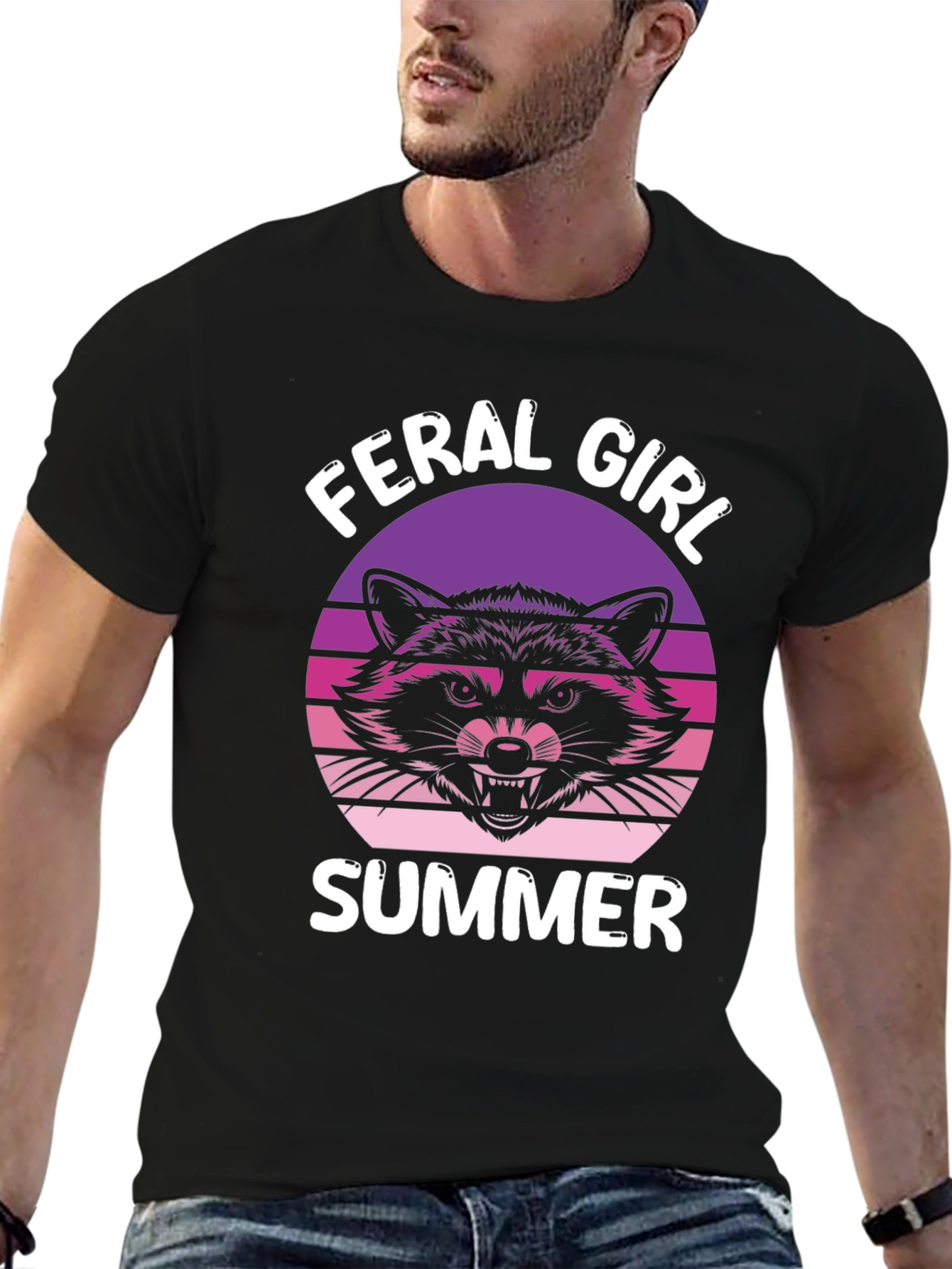 Feral Girl Summer T-Shirt - Raccoon Graphic Tee