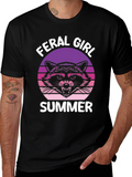 Feral Girl Summer T-Shirt - Raccoon Graphic Tee