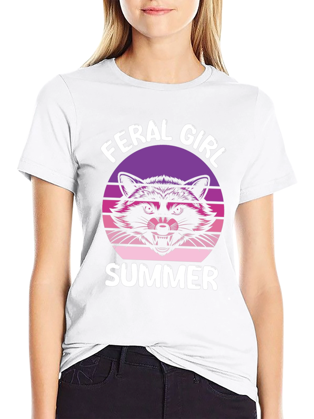 Feral Girl Summer T-Shirt - Raccoon Graphic Tee