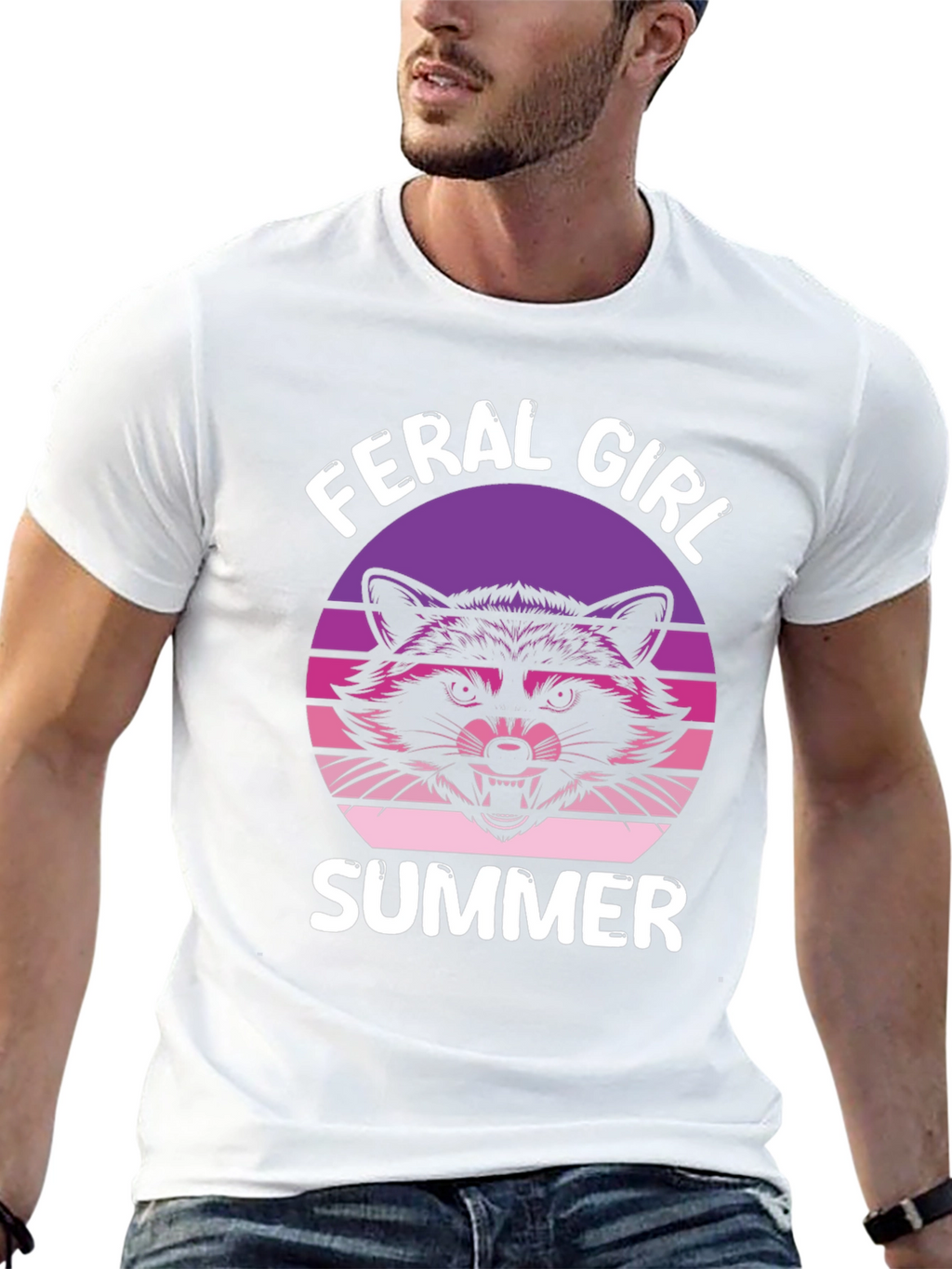 Feral Girl Summer T-Shirt - Raccoon Graphic Tee