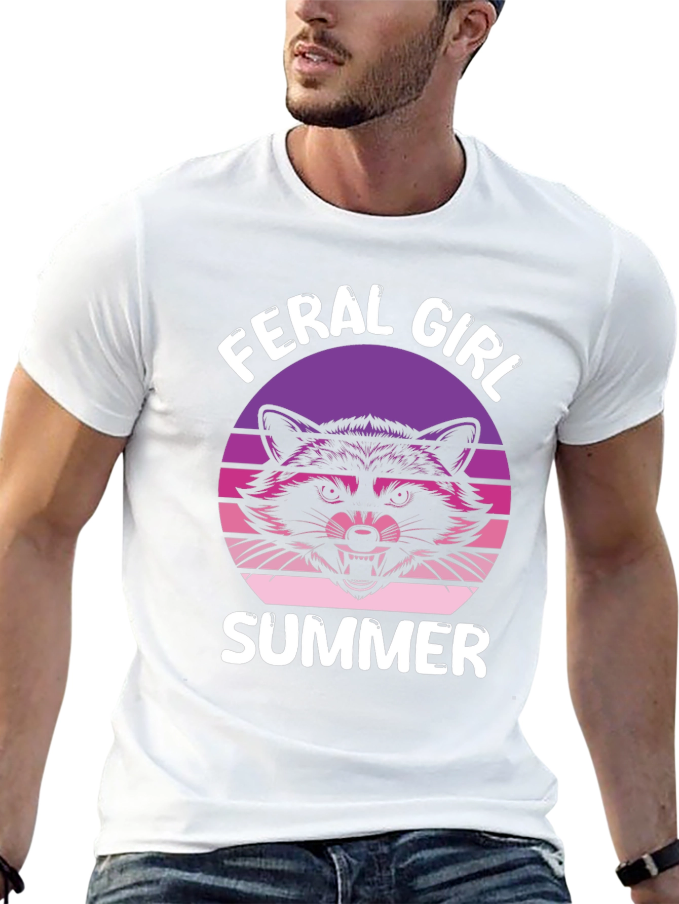 Feral Girl Summer T-Shirt - Raccoon Graphic Tee