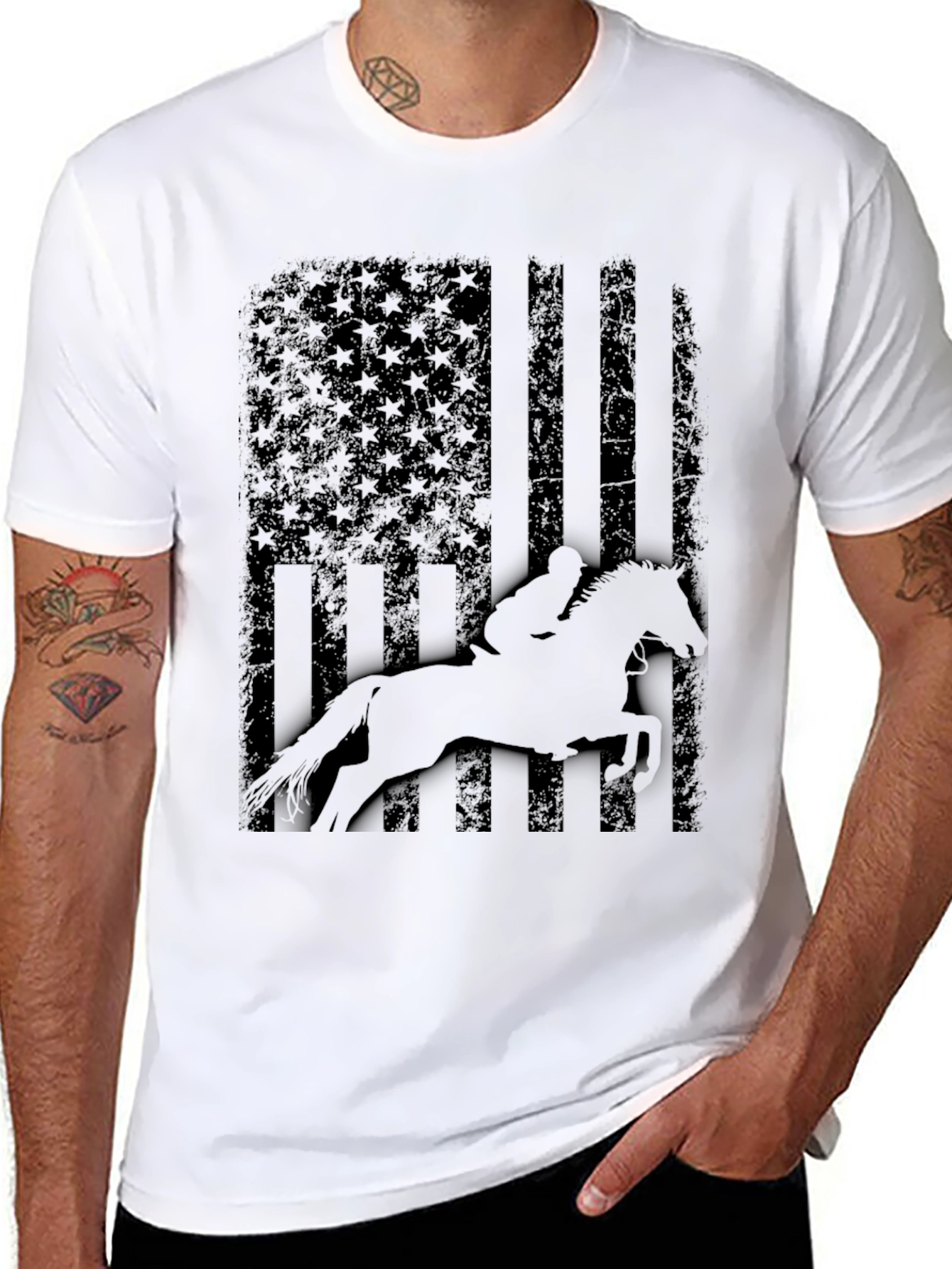 Equestrian American Flag T-Shirt