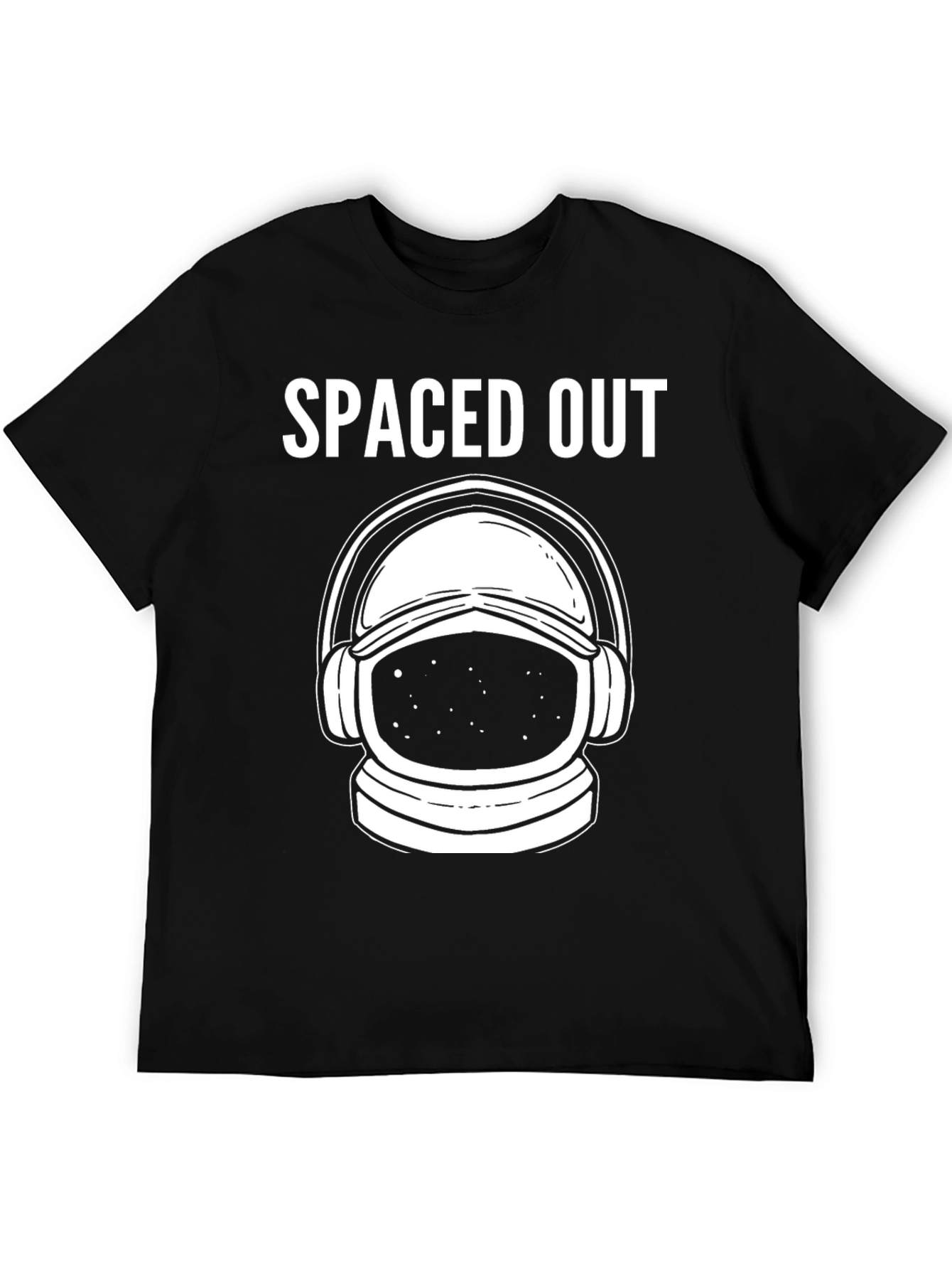 Spaced Out Astronaut Graphic T-Shirt - Black Cotton Blend