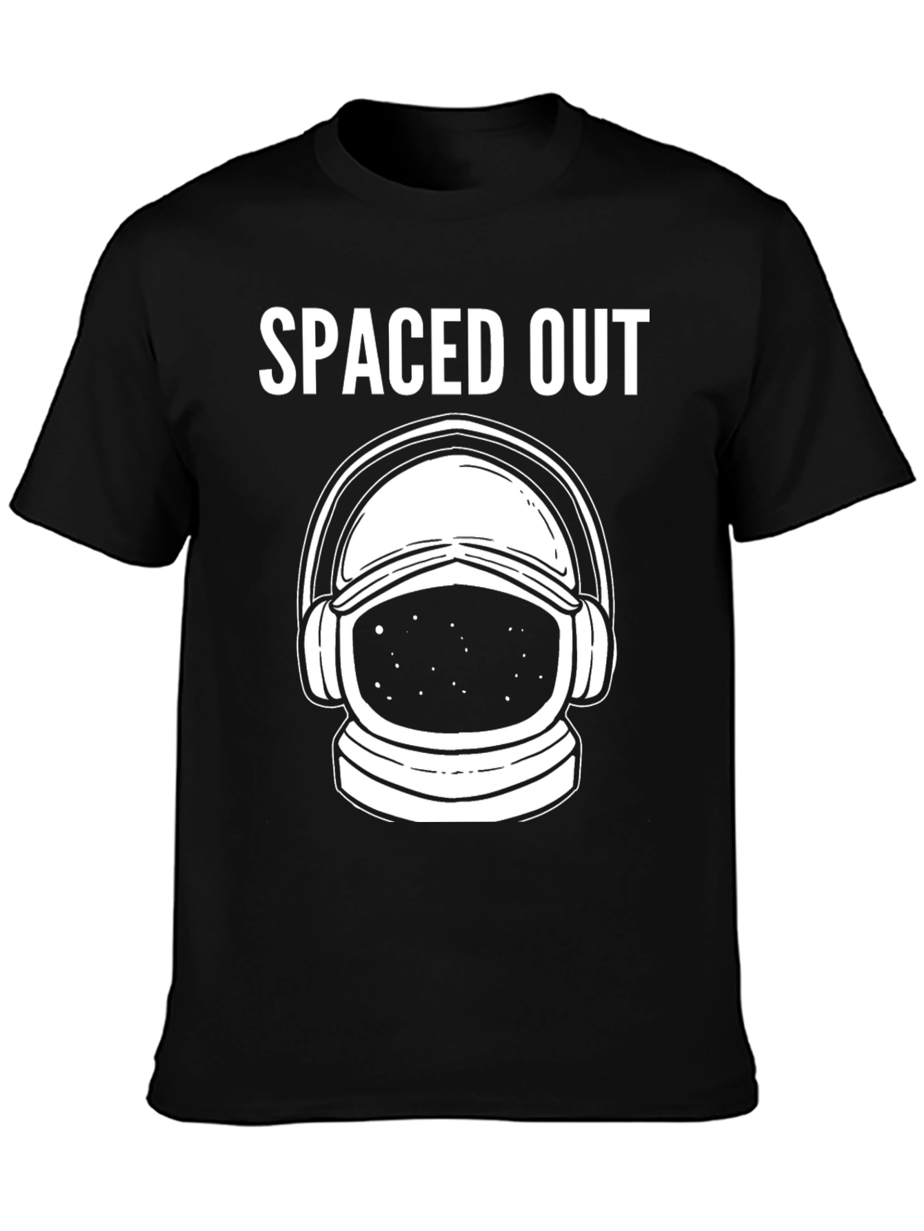 Spaced Out Astronaut Graphic T-Shirt - Black Cotton Blend