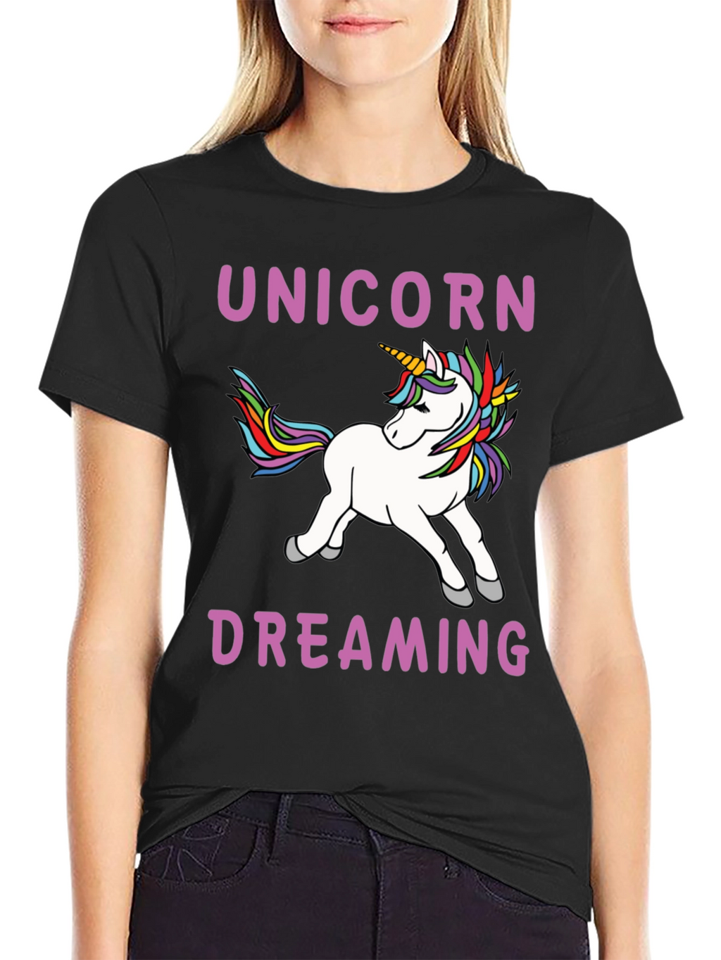 Unicorn Dreaming Black T-Shirt
