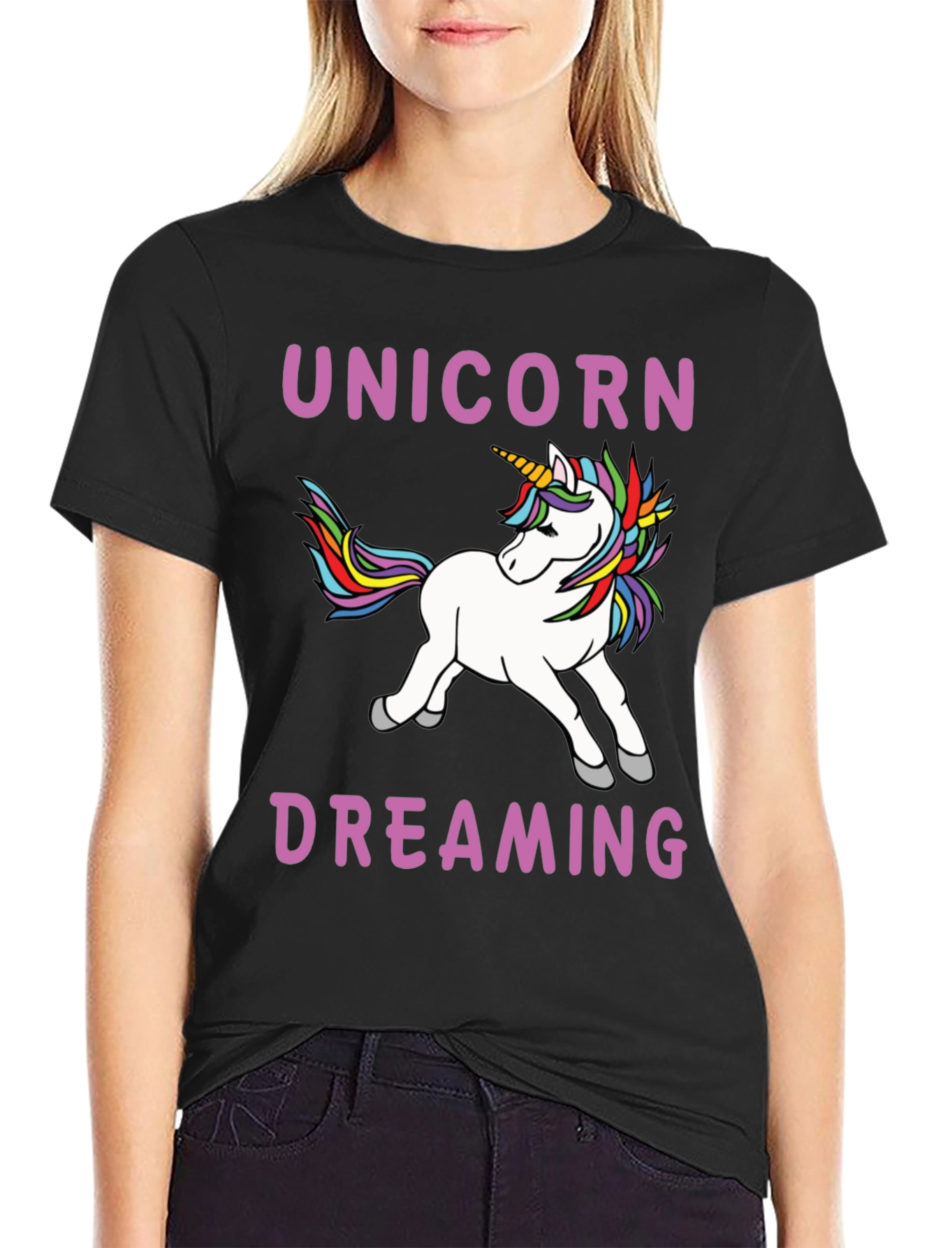 Unicorn Dreaming Black T-Shirt