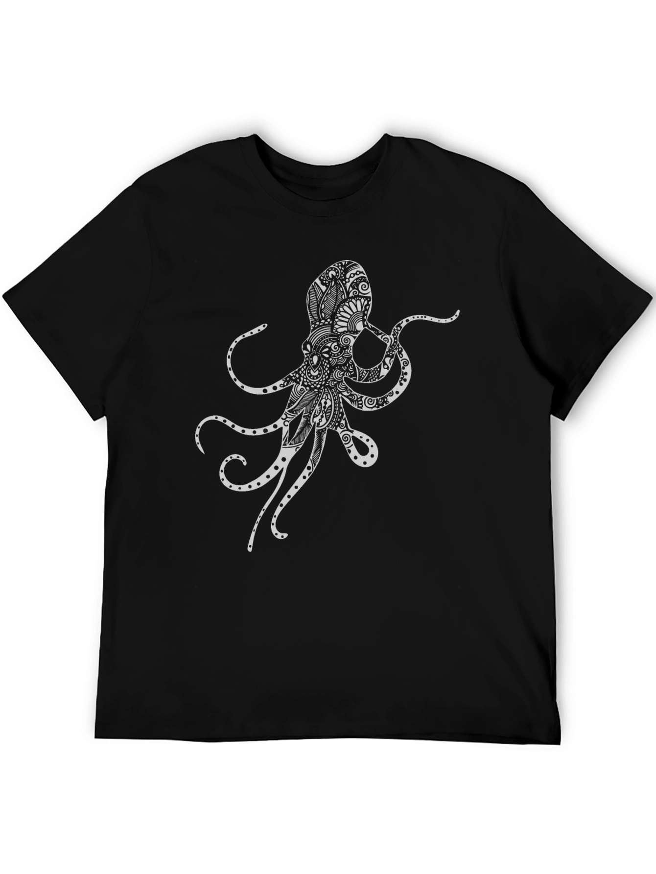 Octopus Art Graphic Black T-Shirt