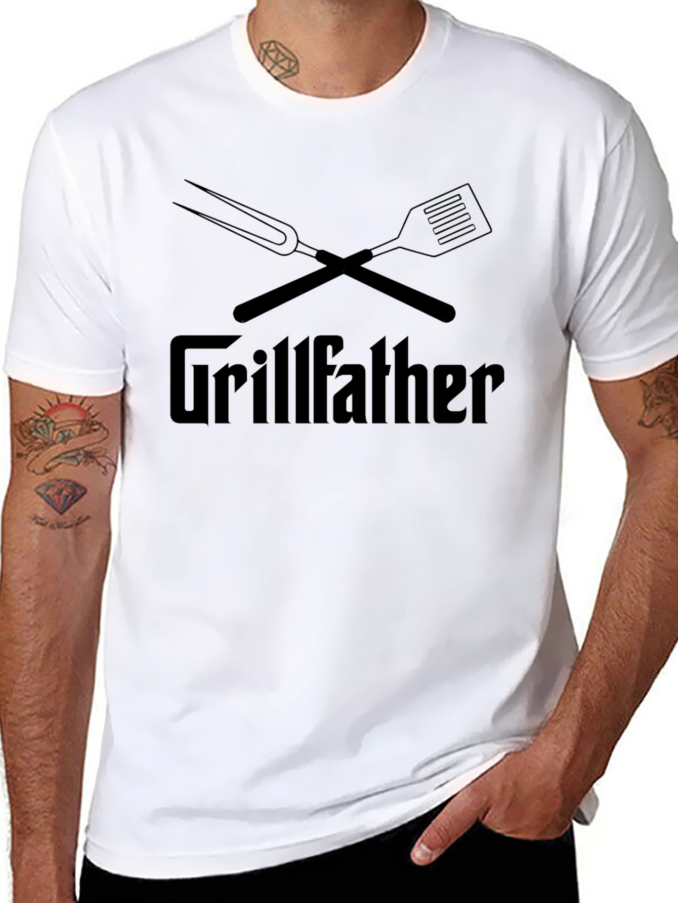 Grillfather BBQ T-Shirt - Mens Black Graphic Tee